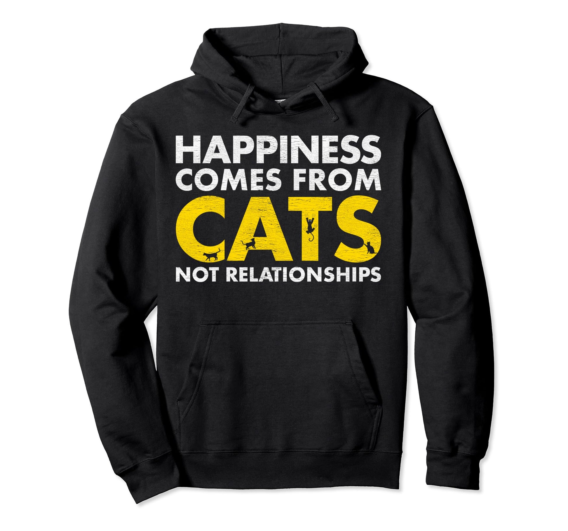 Happiness Comes From Cats Single Cat Hoodie - Aesthetic Graphic Unisex - T-Shirt, Sweatshirt, Hoodie