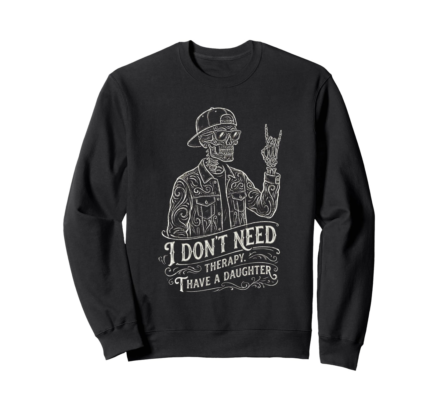 Skeleton Dad Daughter Matching Sweatshirt - Custom Art Print for Adults - T-Shirt, Sweatshirt, Hoodie
