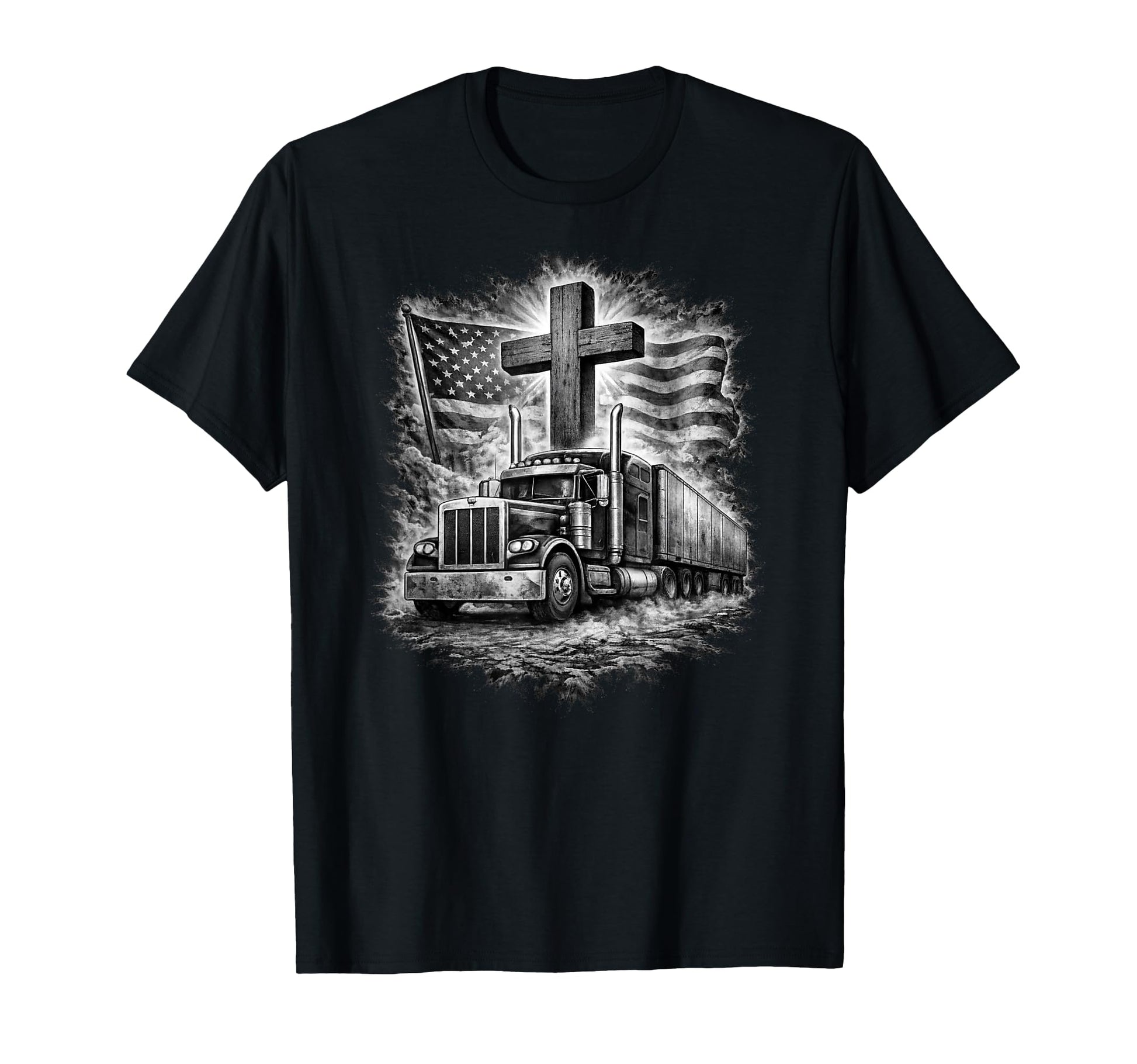 Trucker Patriotic American Flag T-Shirt - Aesthetic Graphic Unisex - T-Shirt, Sweatshirt, Hoodie