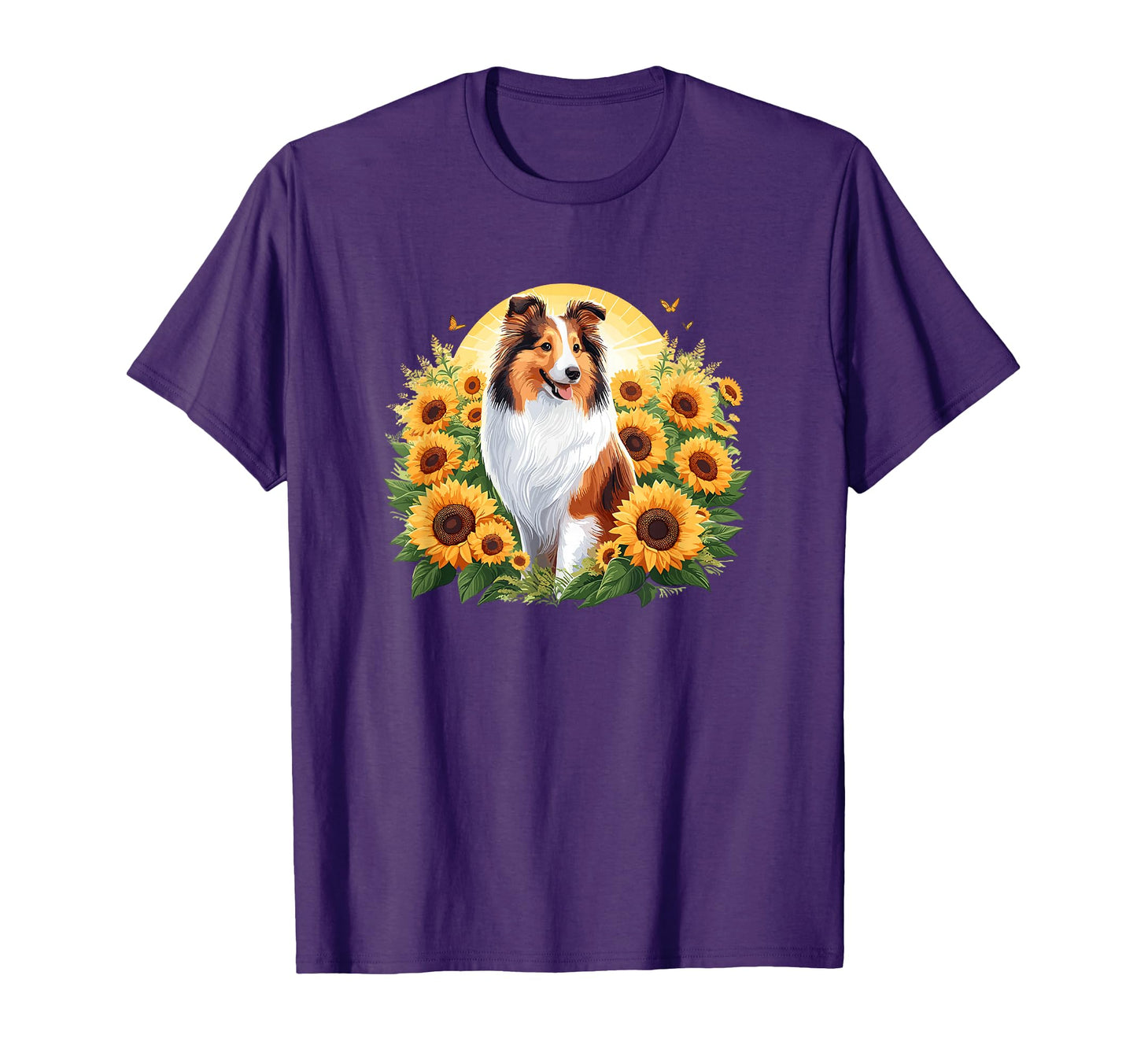Womens Funny Sunflower Rough Collie T-Shirt - Trendy Graphic for Adults - T-Shirt, Sweatshirt, Hoodie