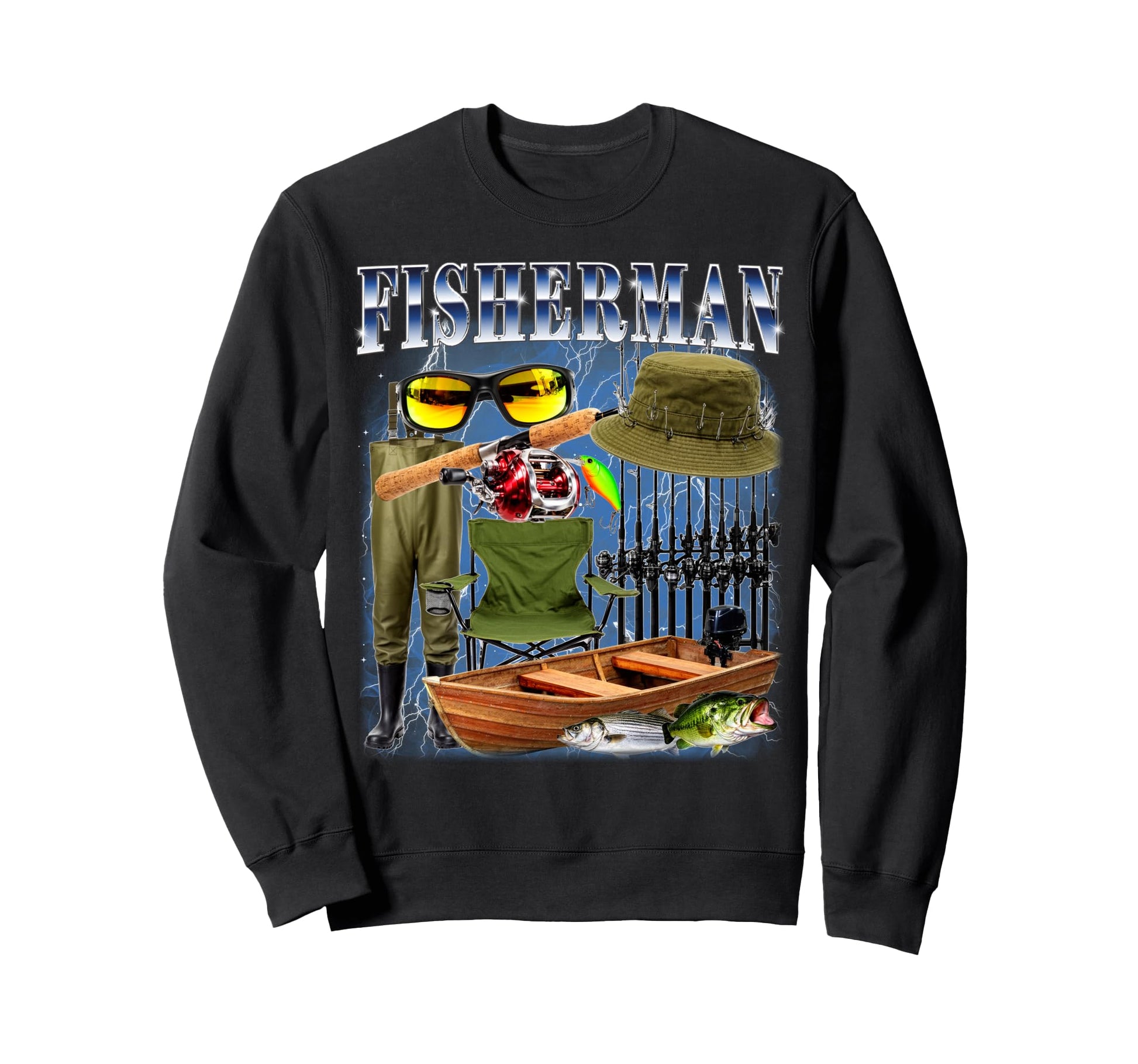 Fisherman Bootleg 90S Fishing Sweatshirt - Casual Everyday Wear Men Women - T-Shirt, Sweatshirt, Hoodie