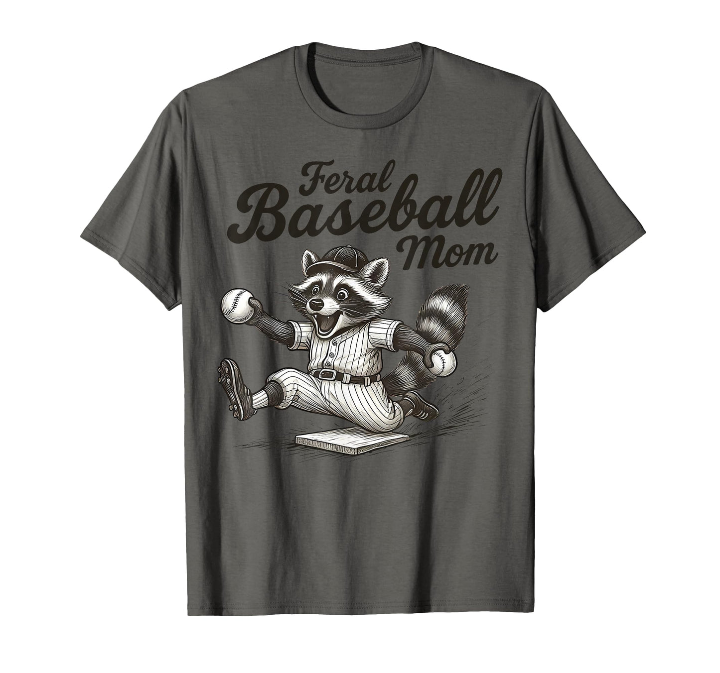 Raccoon Feral Baseball Mom Trash T-Shirt - Custom Art Print Men Women - T-Shirt, Sweatshirt, Hoodie