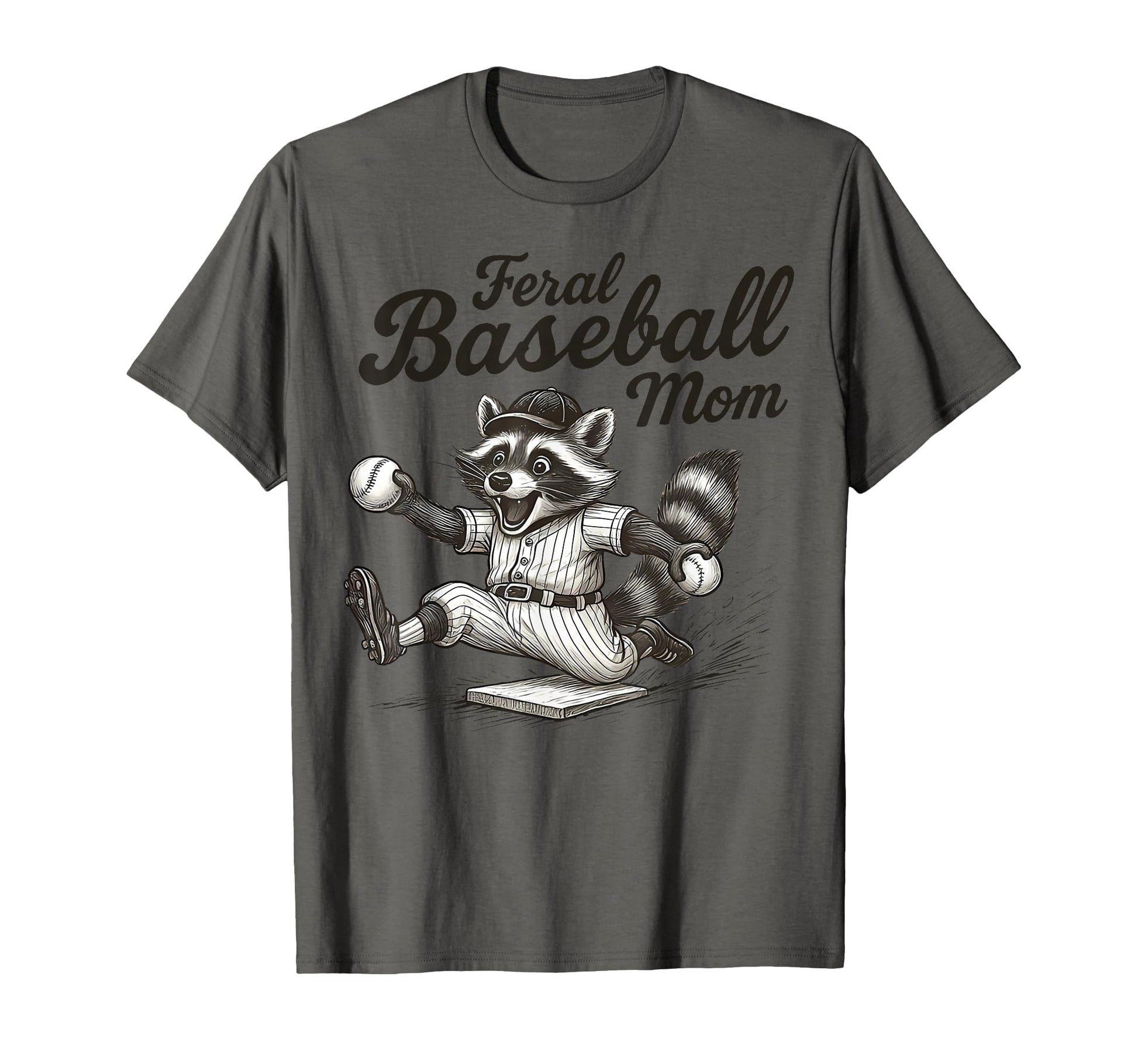Raccoon Feral Baseball Mom Trash T-Shirt - Custom Art Print Men Women - T-Shirt, Sweatshirt, Hoodie
