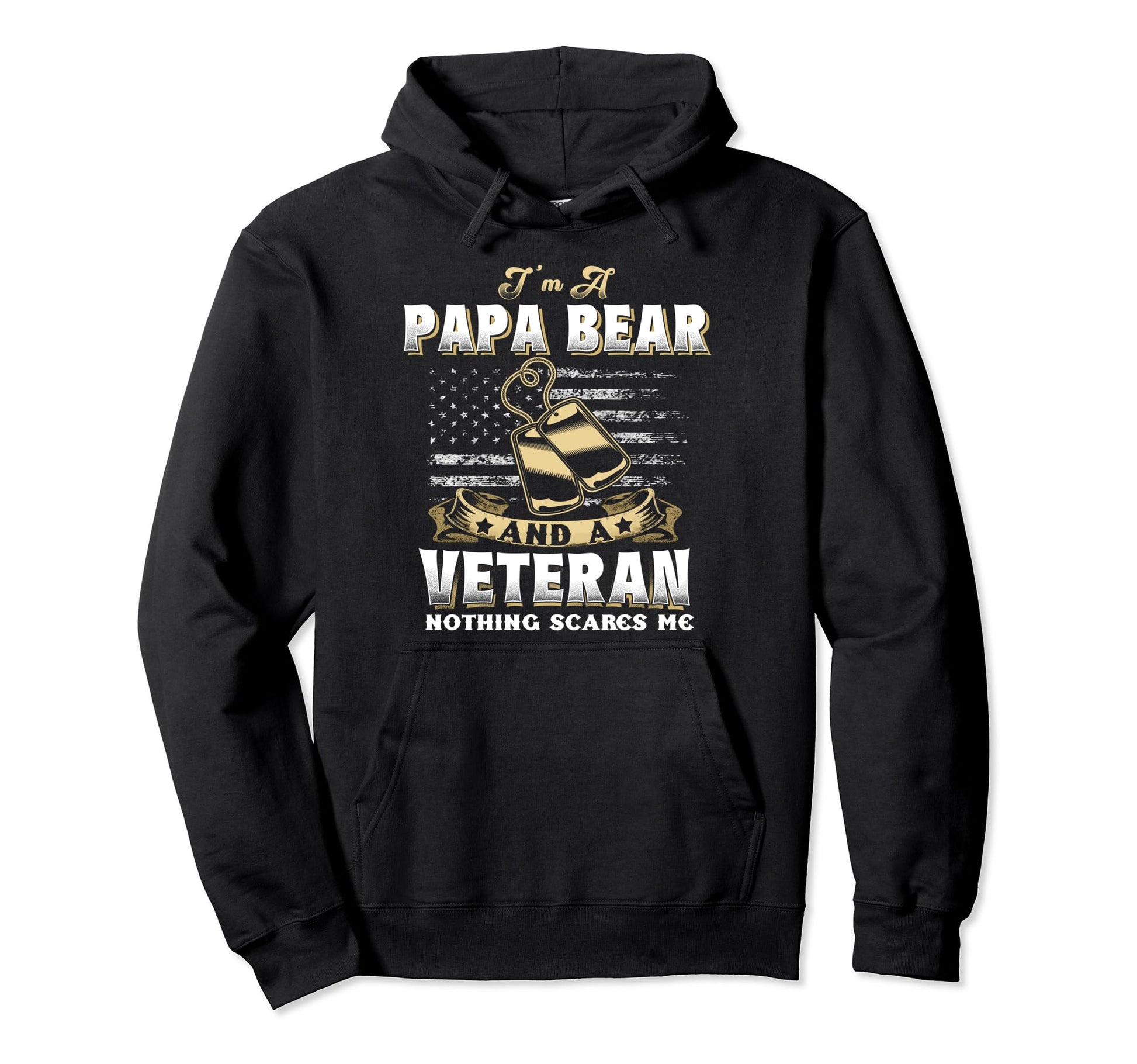 Veteran Papa Bear Dad Usa Flag 4Th July Hoodie - Fun Novelty Design Unisex - T-Shirt, Sweatshirt, Hoodie