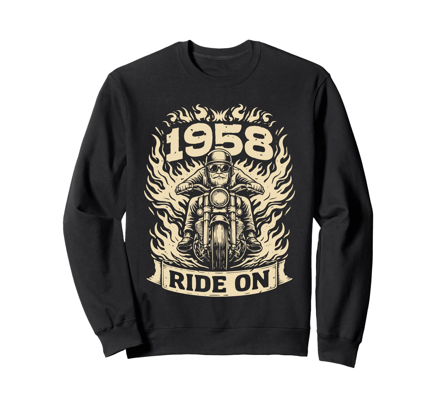 Biker 1958 Ride Birthday Motorcycle Sweatshirt - Trendy Graphic Unisex - T-Shirt, Sweatshirt, Hoodie