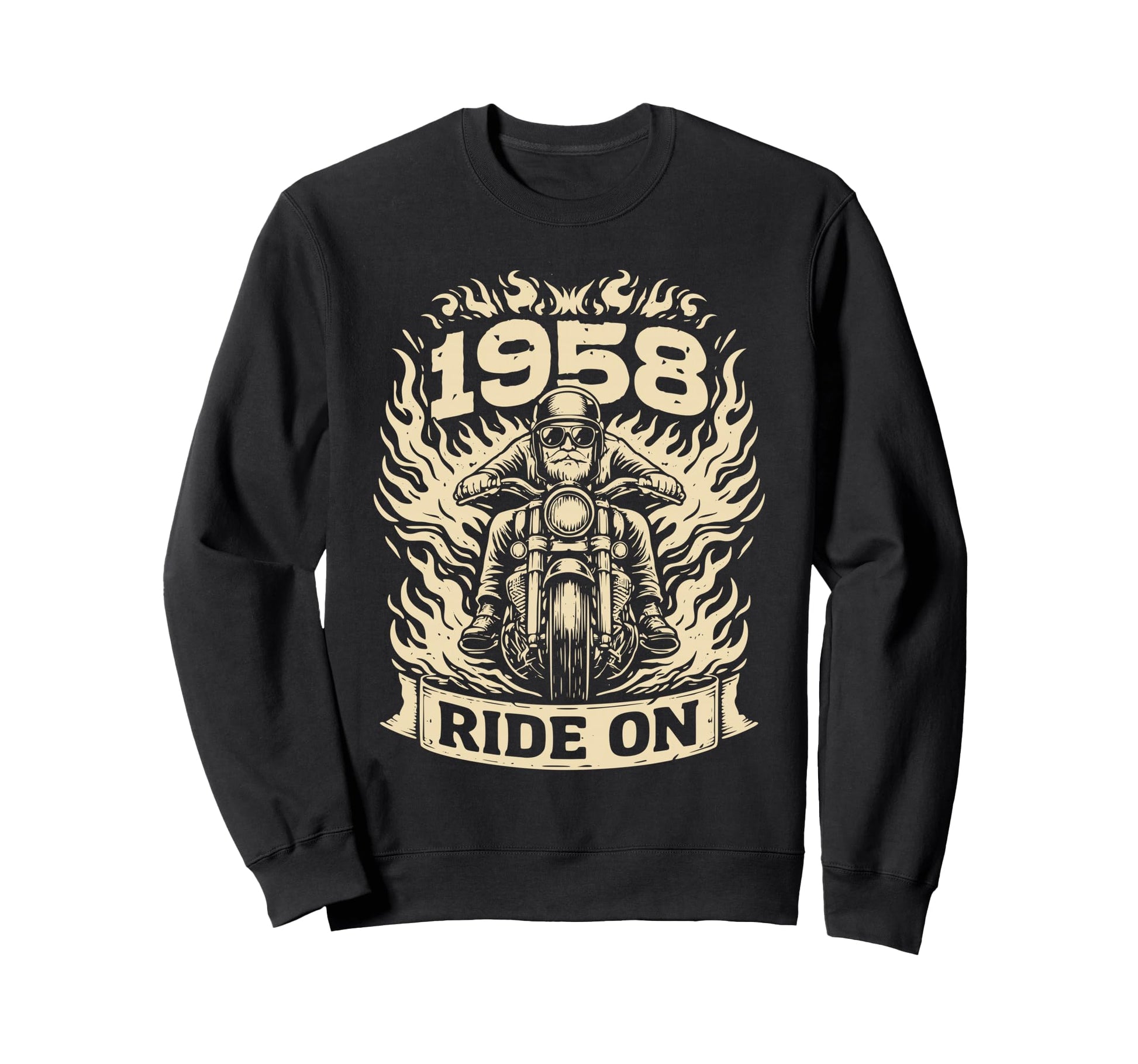 Biker 1958 Ride Birthday Motorcycle Sweatshirt - Trendy Graphic Unisex - T-Shirt, Sweatshirt, Hoodie