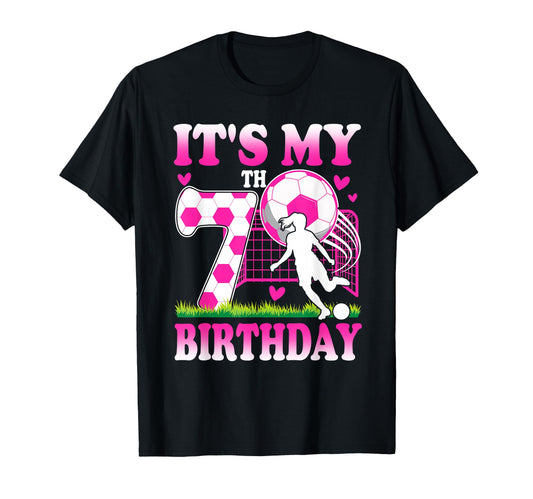 7 Year Old Birthday Soccer Themed Party T-Shirt - Aesthetic Graphic Unisex - T-Shirt, Sweatshirt, Hoodie