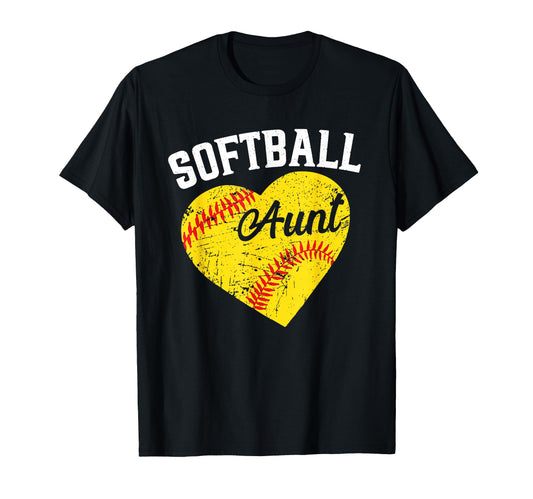 Ball Aunt Heart Softball T-Shirt - Aesthetic Graphic Men Women - T-Shirt, Sweatshirt, Hoodie