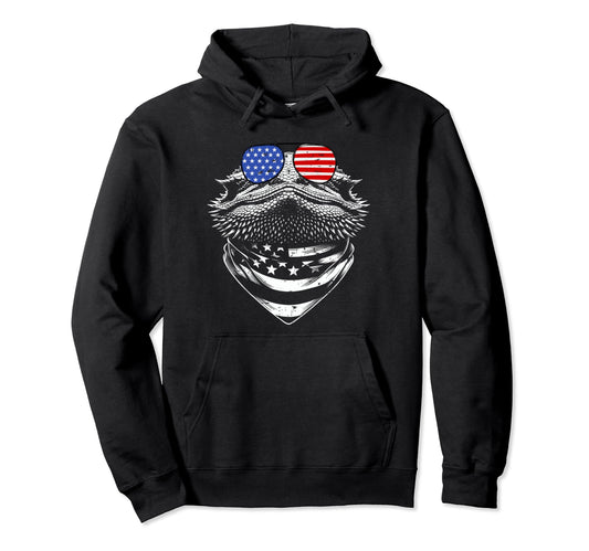 Bearded Dragon Dad Patriotic 4Th July Hoodie - Streetwear Style Unisex - T-Shirt, Sweatshirt, Hoodie