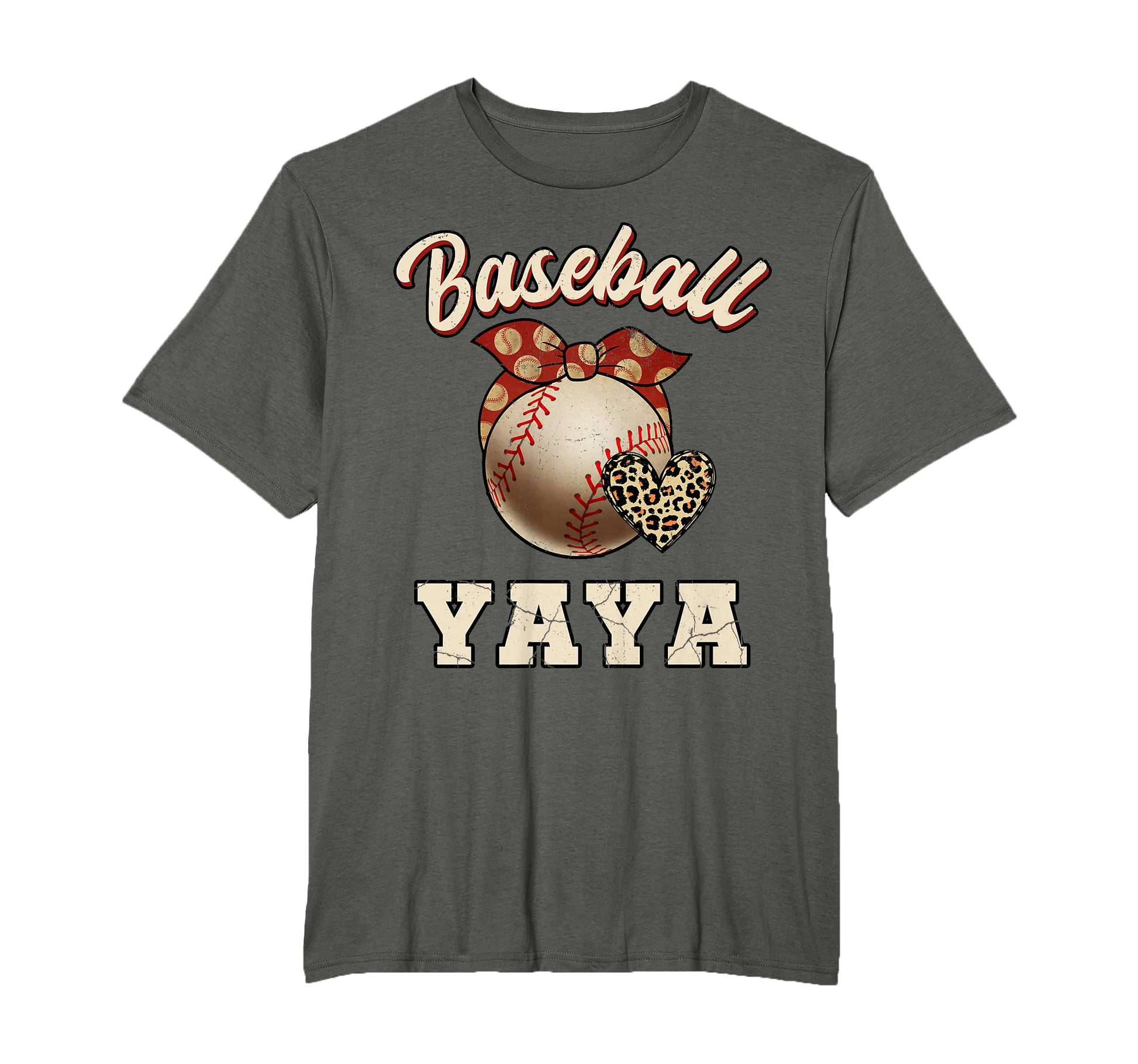 Baseball Yaya Bandana Leopard Heart T-Shirt - Trendy Graphic Men Women - T-Shirt, Sweatshirt, Hoodie