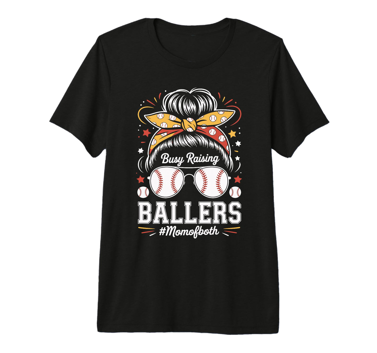 Busy Raising Ballers Mom Both Baseball T-Shirt - Unique Graphic for Adults - T-Shirt, Sweatshirt, Hoodie