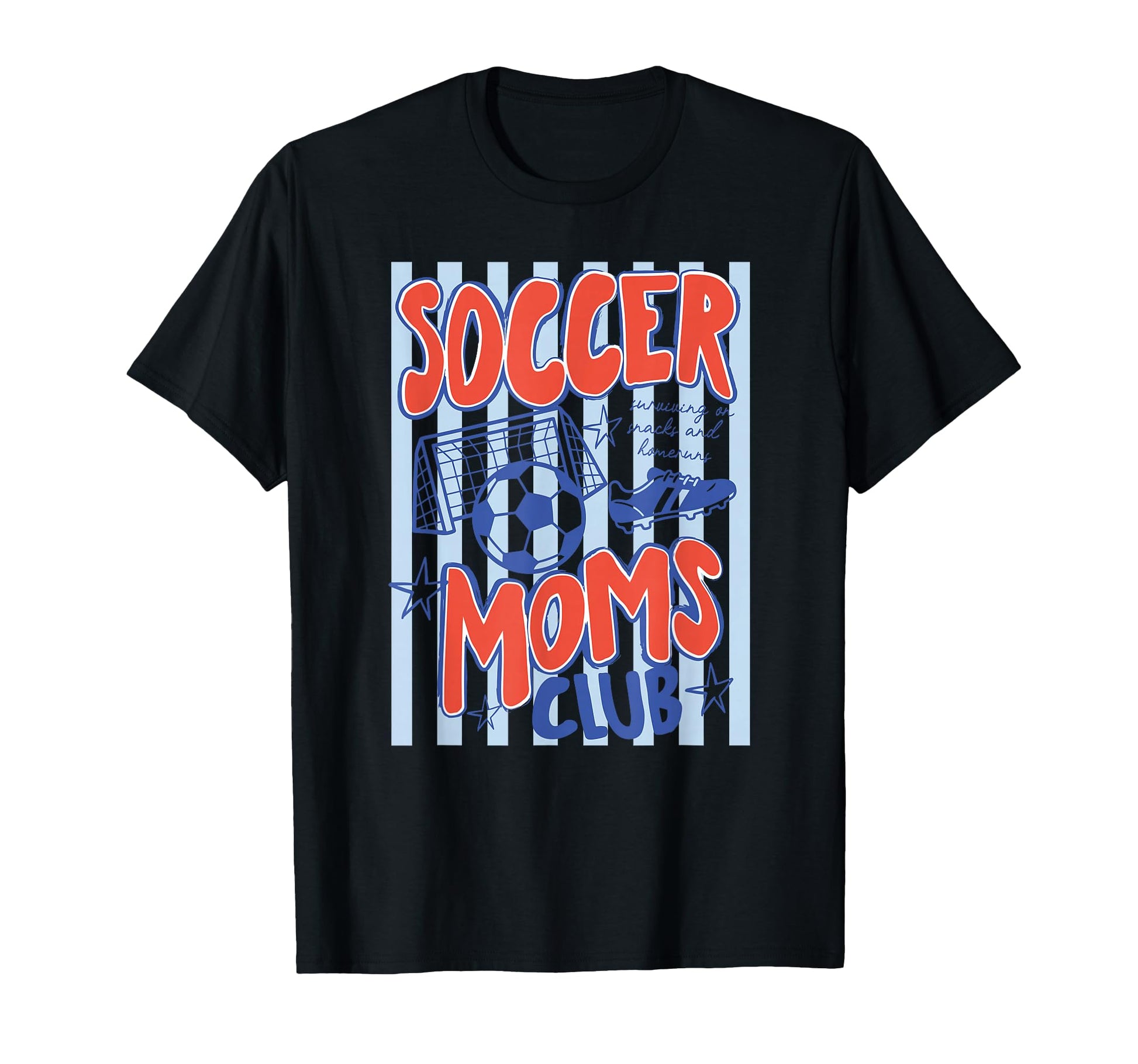 Striped Soccer Moms Club Surviving T-Shirt - Trendy Graphic Men Women - T-Shirt, Sweatshirt, Hoodie