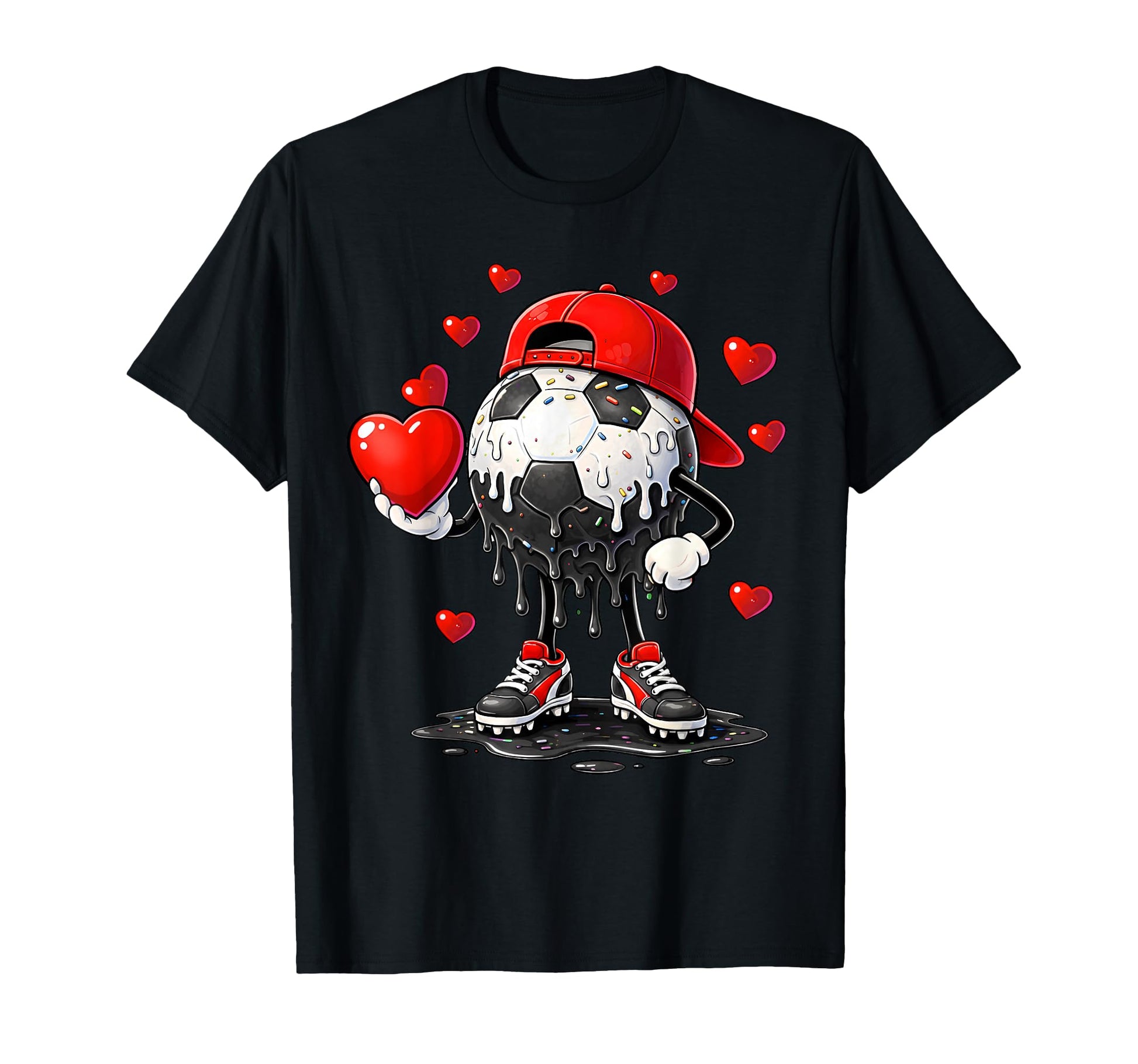 Valentine Soccer Heart Drip Sport Love T-Shirt - Novelty Apparel Unisex - T-Shirt, Sweatshirt, Hoodie