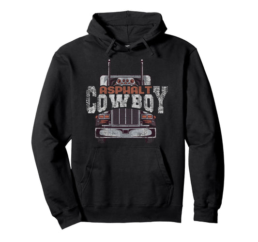 Asphalt Cowboy Truck Driver Trucker Hoodie - Minimalist Print Unisex - T-Shirt, Sweatshirt, Hoodie