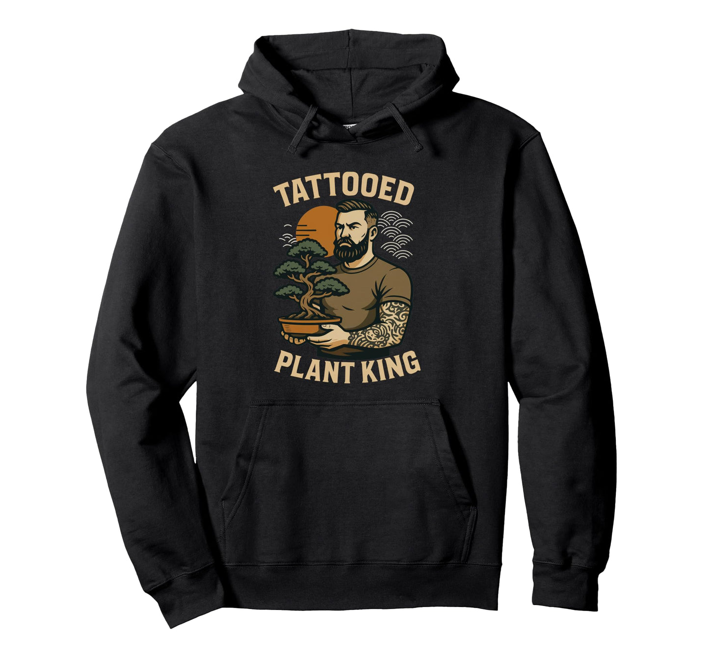 Tattooed Plant King Bonsai Tree Zen Hoodie - Minimalist Print for Adults - T-Shirt, Sweatshirt, Hoodie