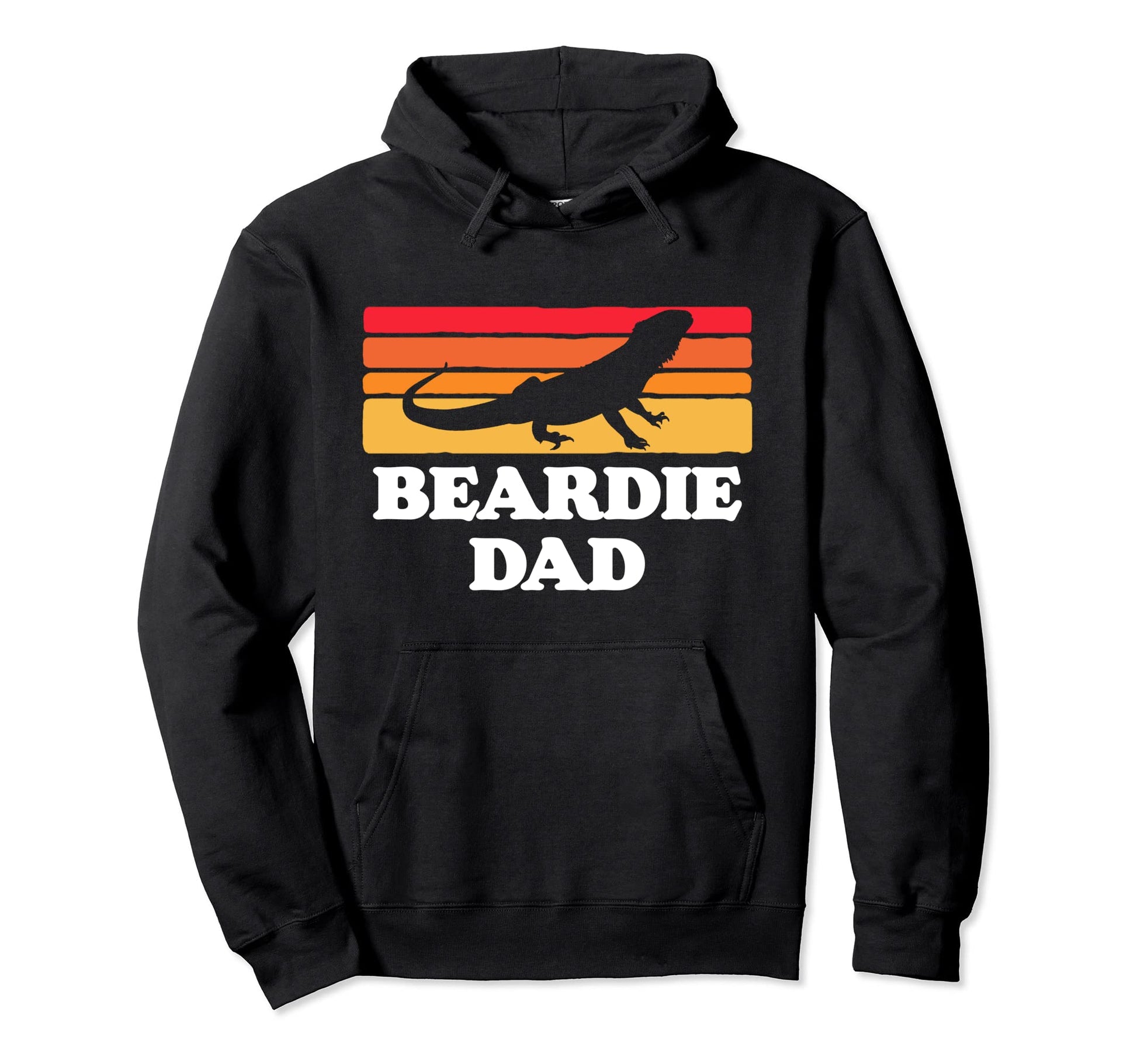 Bearded Dragon Dad 80S Sunset Beardie Hoodie - Minimalist Print Unisex - T-Shirt, Sweatshirt, Hoodie