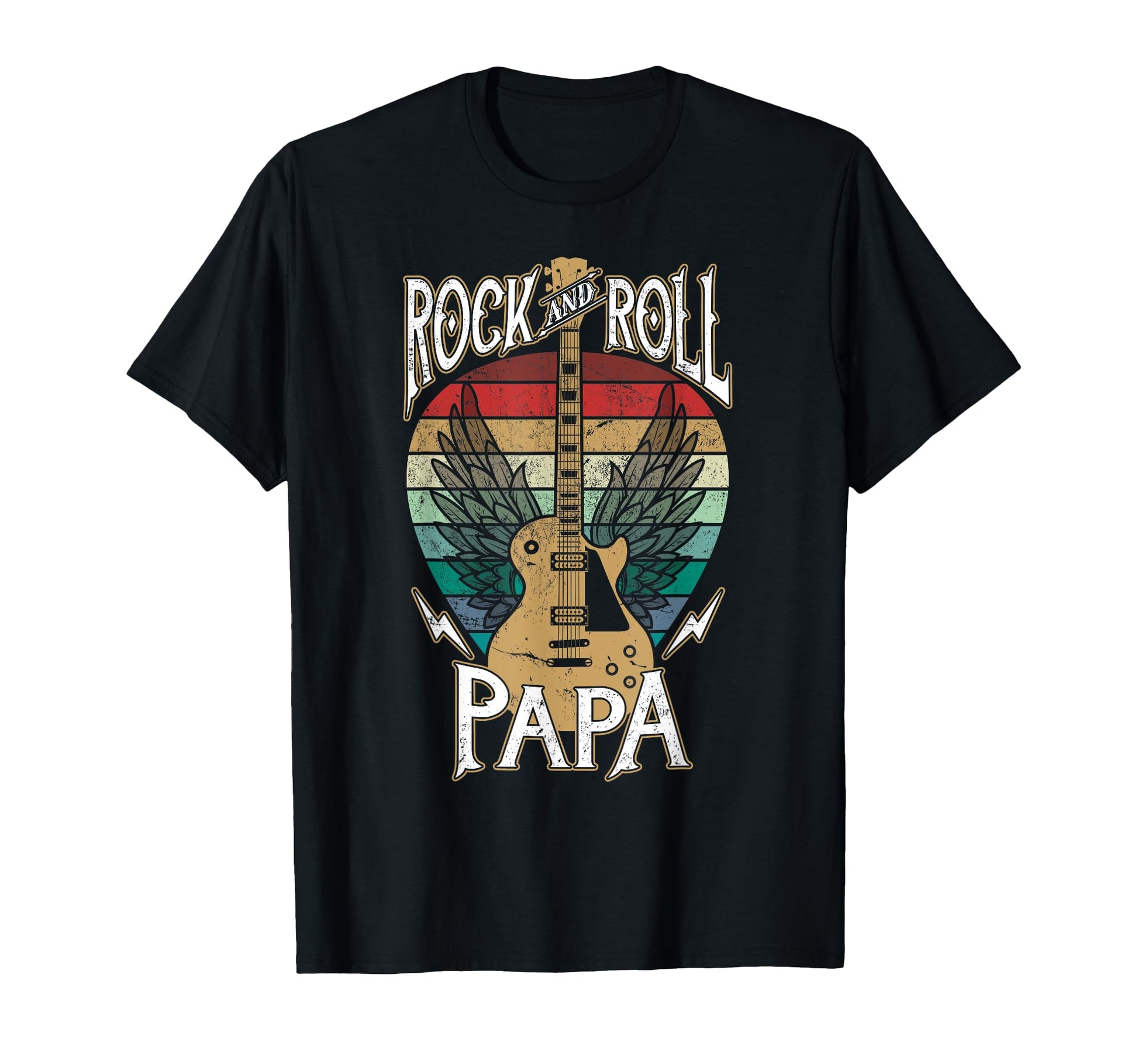 Rock N Roll Papa Guitar Player Music T-Shirt - Minimalist Print Men Women - T-Shirt, Sweatshirt, Hoodie