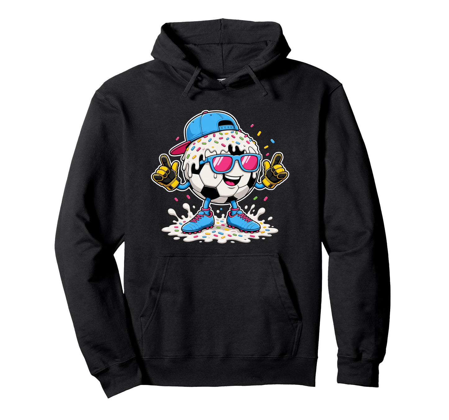 Soccer Ball Melting Ice Cream Drip Hoodie - Casual Everyday Wear Men Women - T-Shirt, Sweatshirt, Hoodie