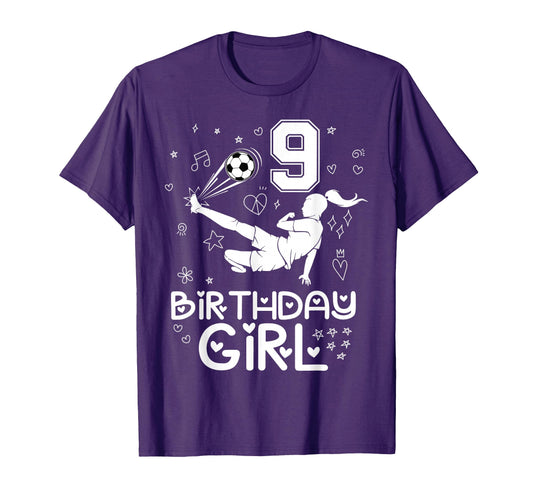 9 Years Old Birthday Soccer Player T-Shirt - Aesthetic Graphic Men Women - T-Shirt, Sweatshirt, Hoodie