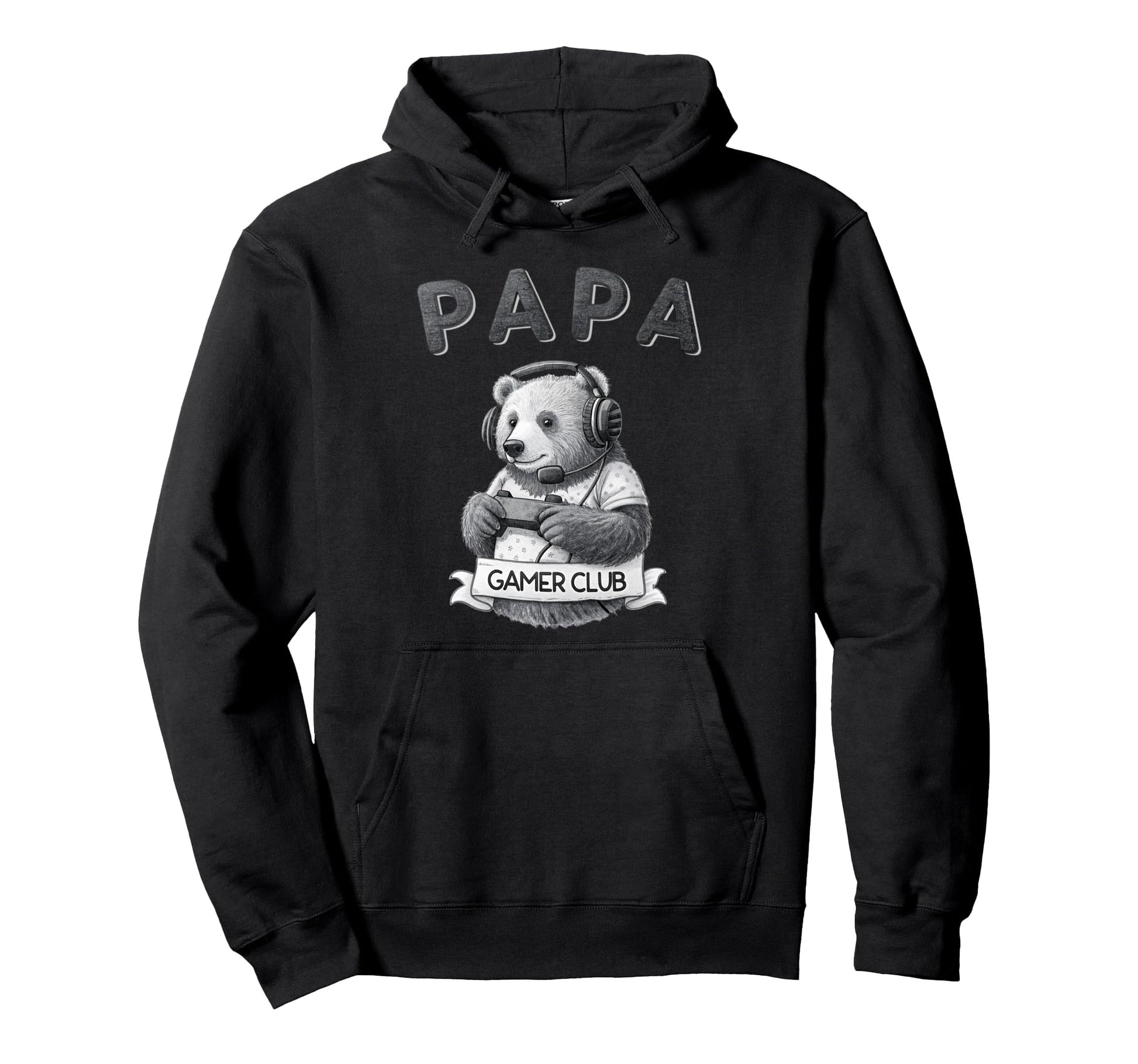 Papa Bear Gamer Club Funny Husband Hoodie - Novelty Apparel for Adults - T-Shirt, Sweatshirt, Hoodie