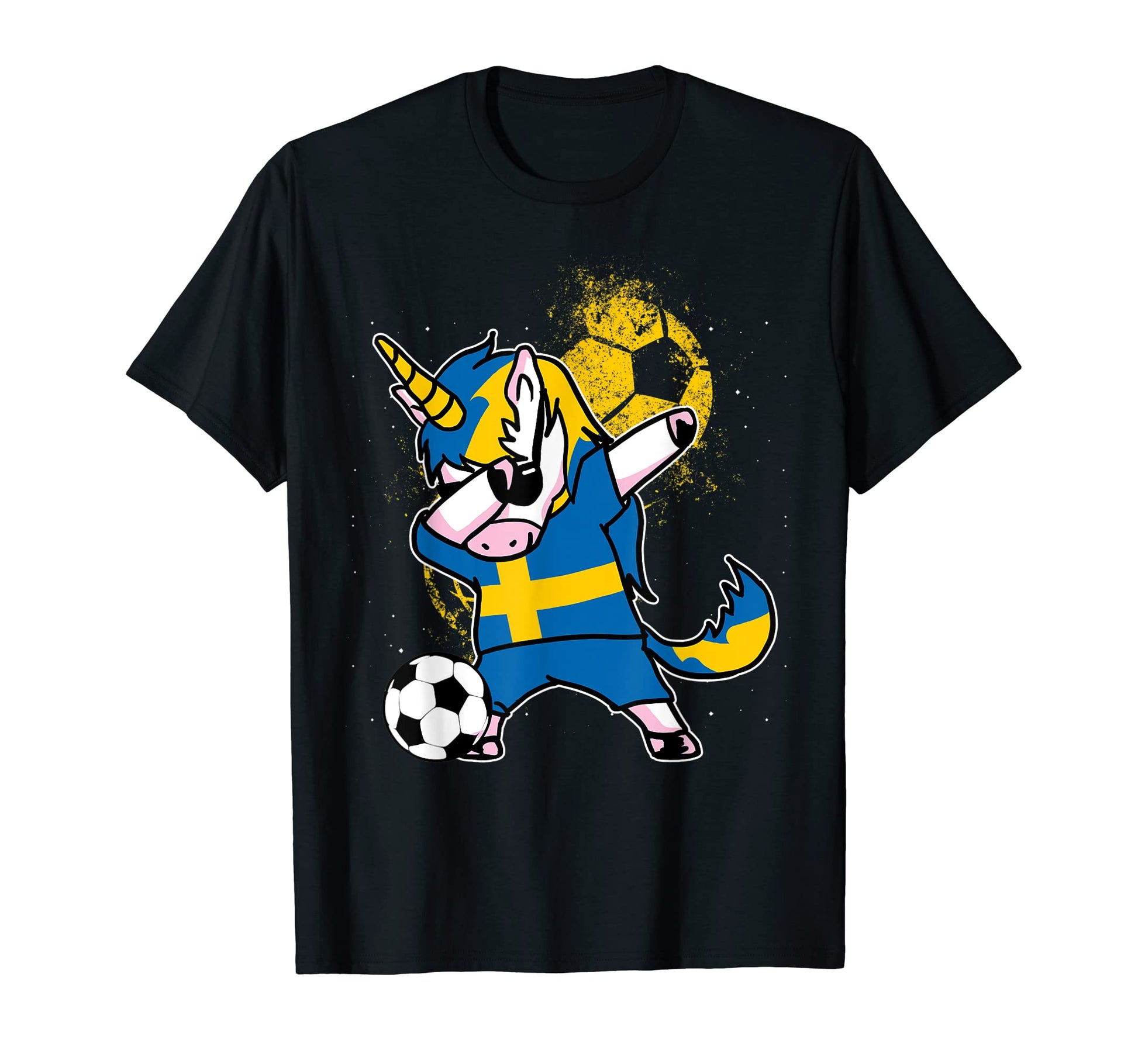 Dabbing Unicorn Sweden Soccer T-Shirt - Casual Everyday Wear Men Women - T-Shirt, Sweatshirt, Hoodie