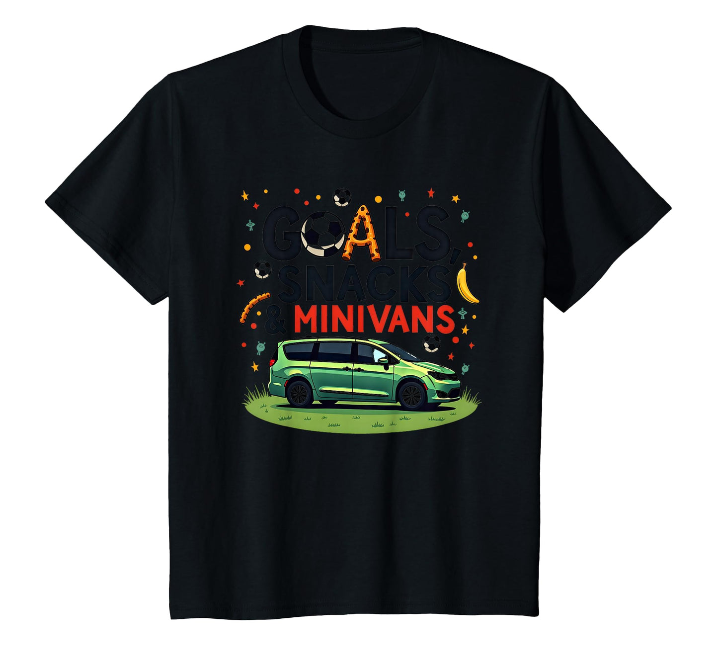Goals Snacks Minivans Soccer Mom T-Shirt - Fun Novelty Design for Adults - T-Shirt, Sweatshirt, Hoodie