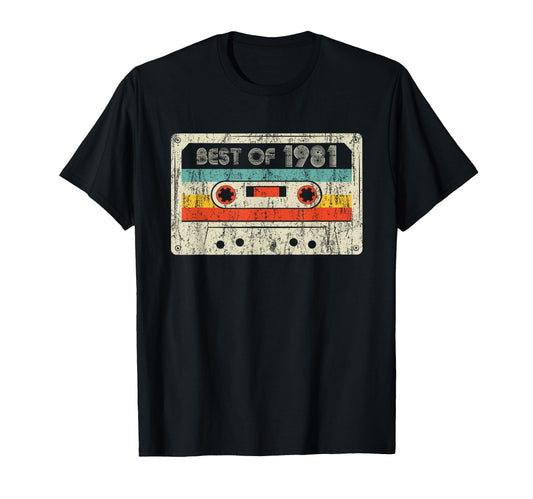 Best 1981 Birthday Yrs 1981 Cassette T-Shirt - Streetwear Style for Adults - T-Shirt, Sweatshirt, Hoodie
