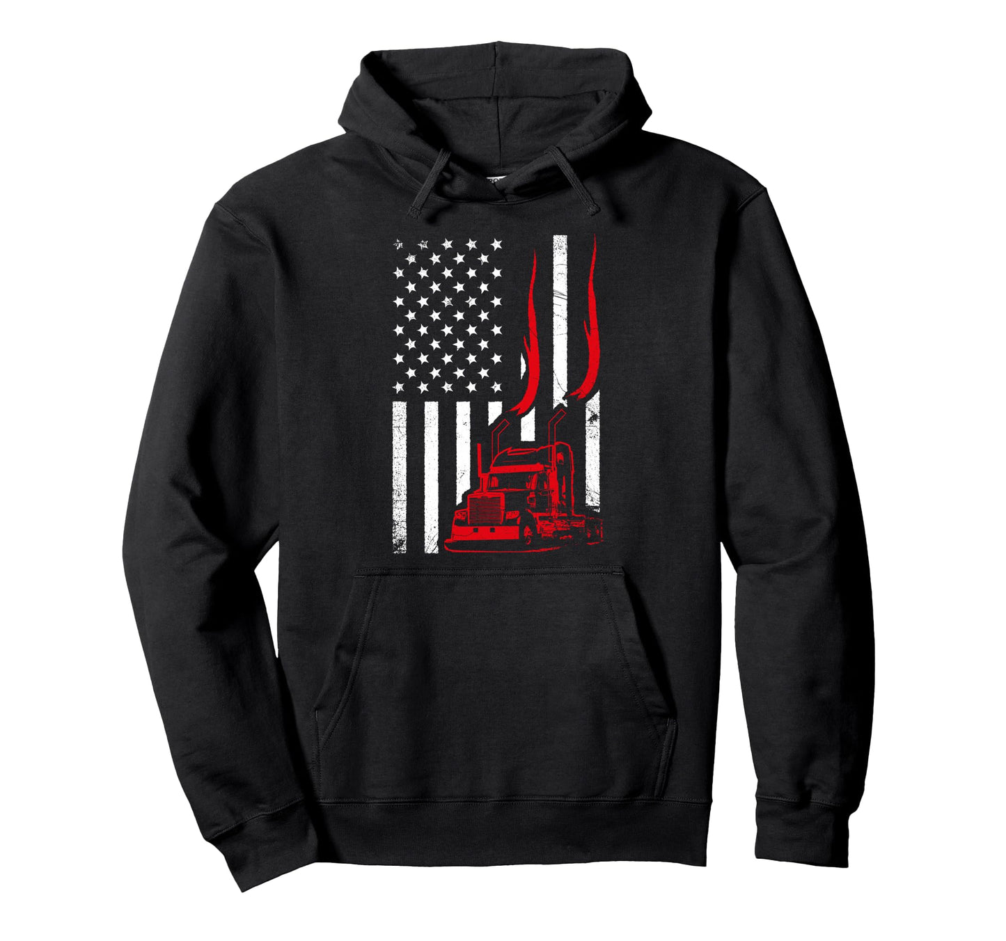 Trucker American Flag Image Truck Driver Hoodie - Aesthetic Graphic Unisex - T-Shirt, Sweatshirt, Hoodie