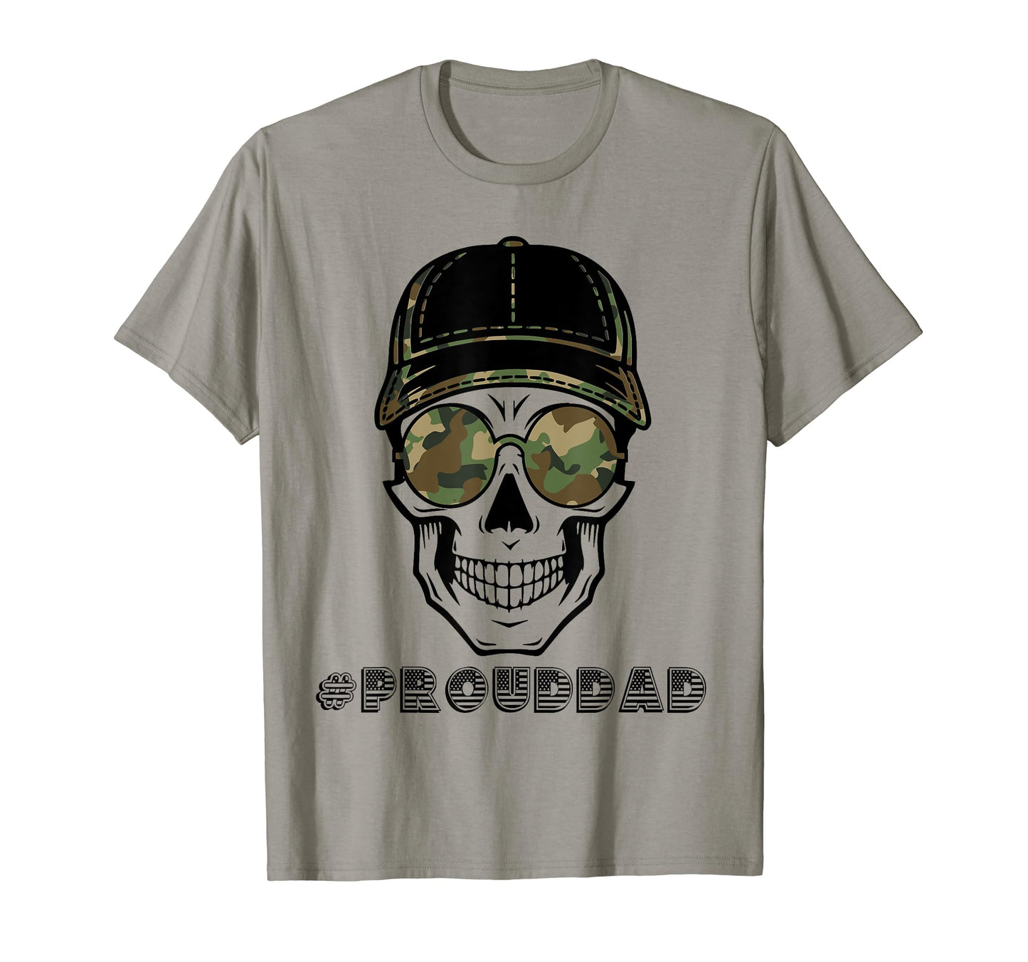 Skull Messy Bun Proud Veteran Dad T-Shirt - Trendy Graphic for Adults - T-Shirt, Sweatshirt, Hoodie