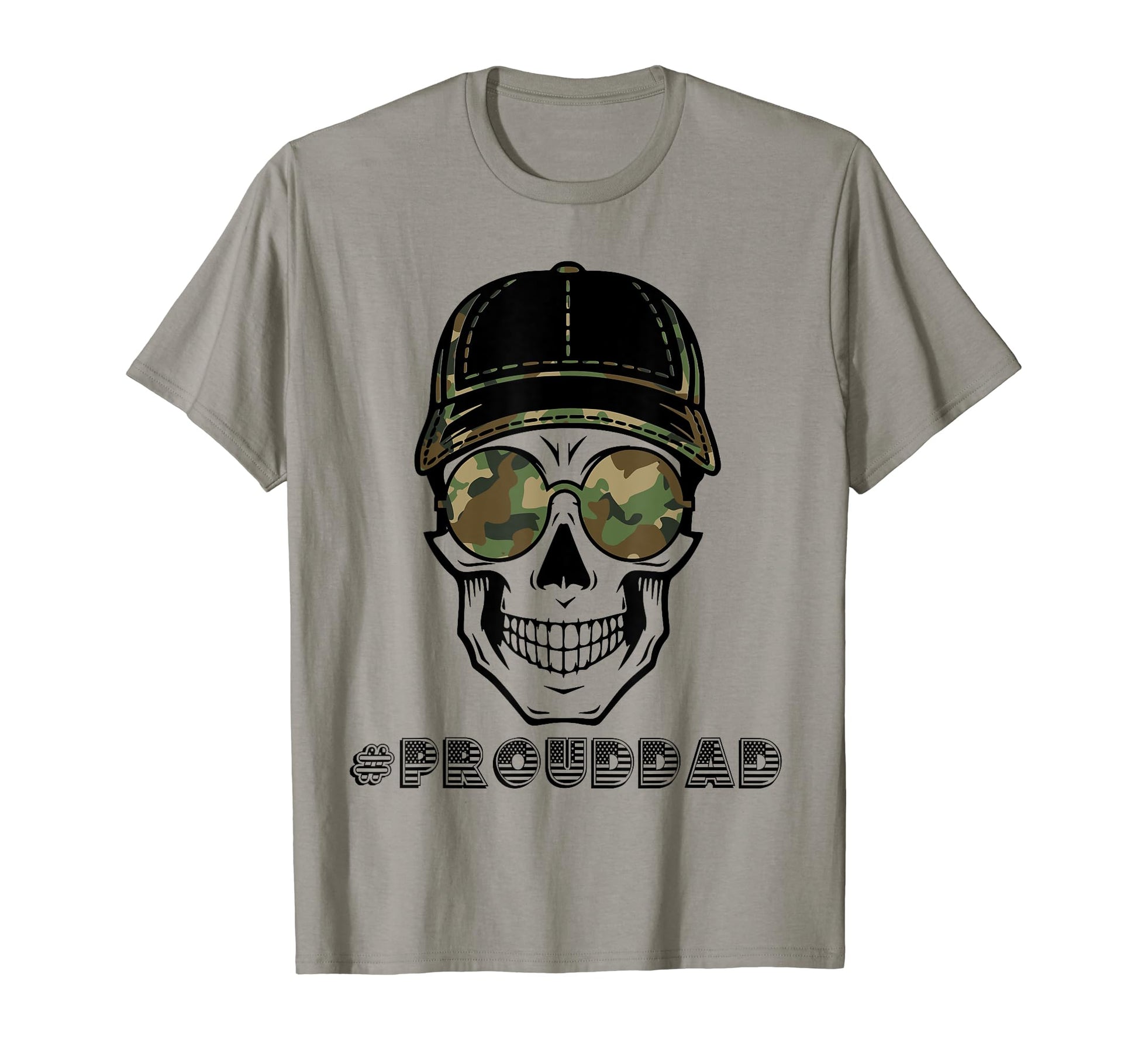 Skull Messy Bun Proud Veteran Dad T-Shirt - Trendy Graphic for Adults - T-Shirt, Sweatshirt, Hoodie
