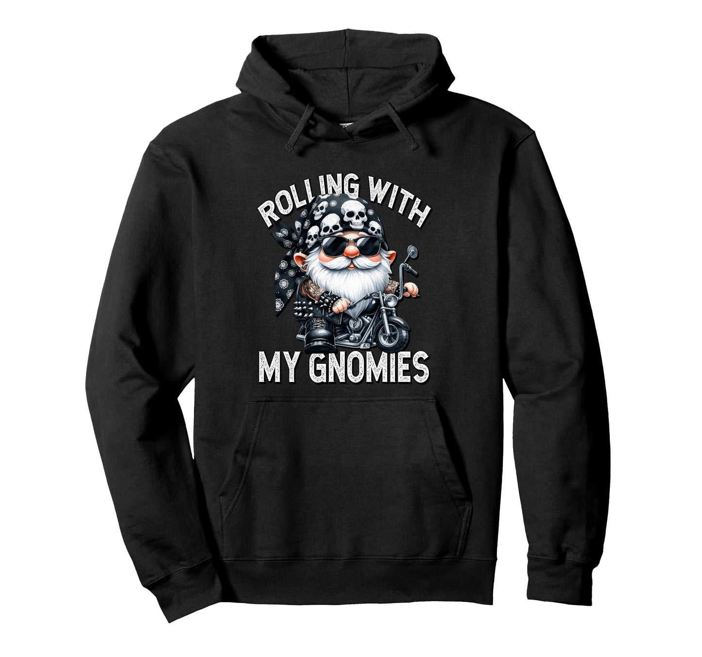 Funny Motorcycle Biker Gnome Rolling Hoodie - Custom Art Print Men Women - T-Shirt, Sweatshirt, Hoodie