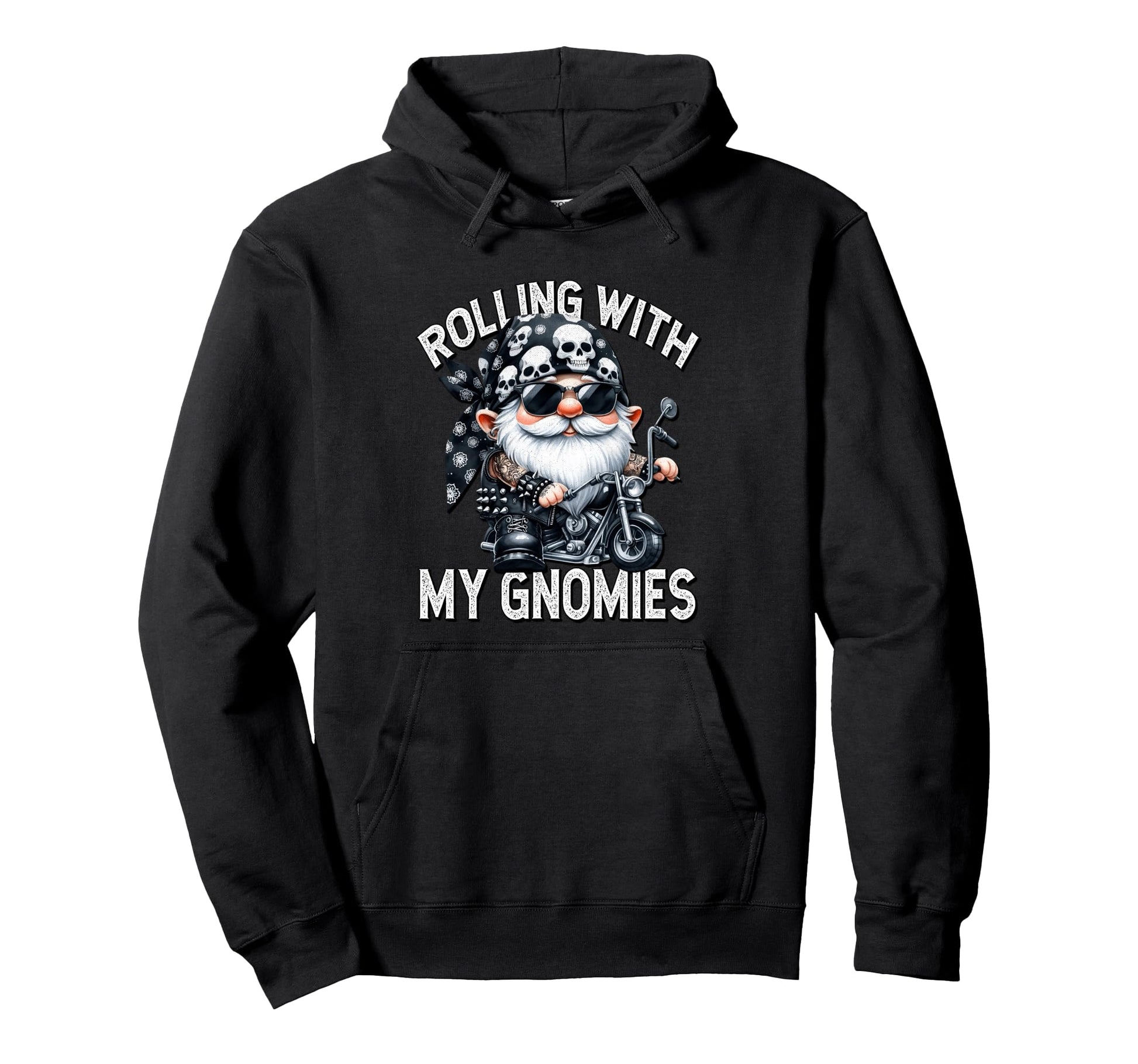 Funny Motorcycle Biker Gnome Rolling Hoodie - Custom Art Print Men Women - T-Shirt, Sweatshirt, Hoodie