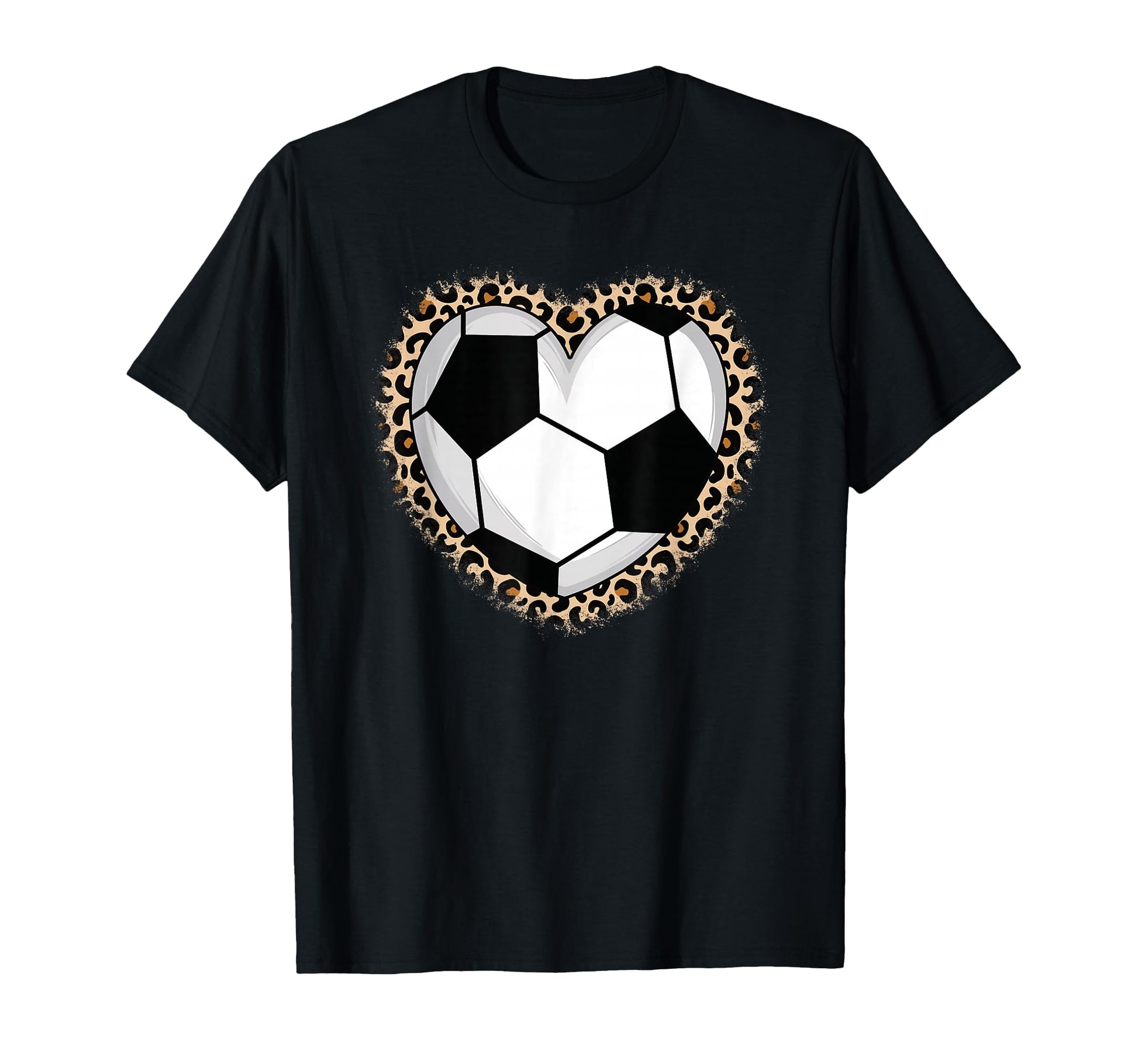 Soccer Heart Leopard Soccer T-Shirt - Novelty Apparel Unisex - T-Shirt, Sweatshirt, Hoodie