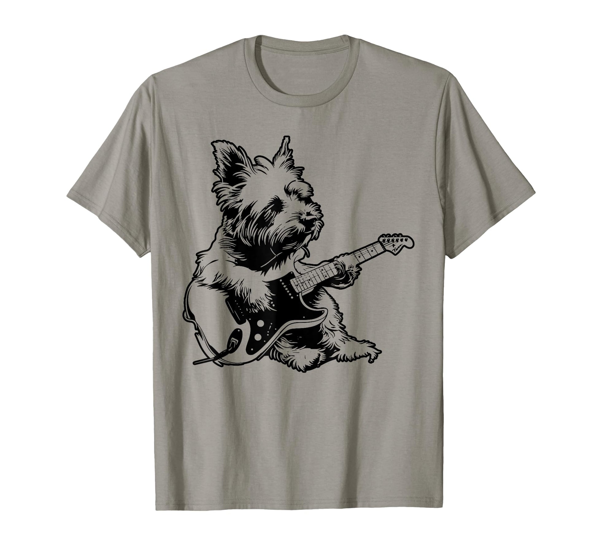 Dog Guitarist Guitar Westie Dad Mom T-Shirt - Trendy Graphic for Adults - T-Shirt, Sweatshirt, Hoodie