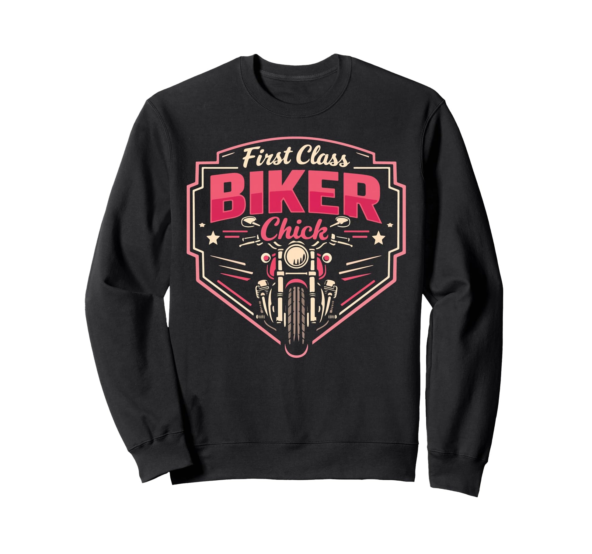 Motorcycle Biker Female First Sweatshirt - Custom Art Print Men Women - T-Shirt, Sweatshirt, Hoodie