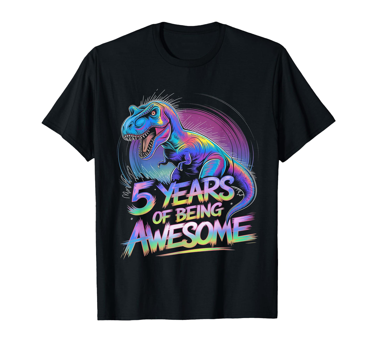 Dinosaur 5Th Birthday 5 Year Old T-Shirt - Custom Art Print for Adults - T-Shirt, Sweatshirt, Hoodie