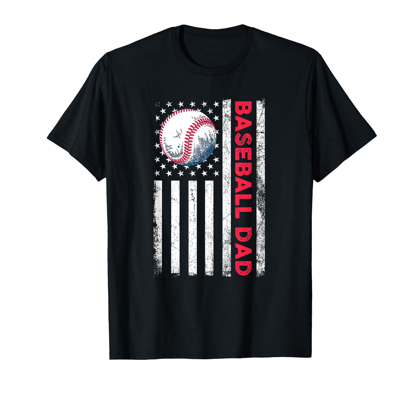 Baseball Dad Usa American Flag T-Shirt - Novelty Apparel for Adults - T-Shirt, Sweatshirt, Hoodie