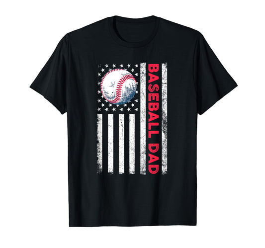 Baseball Dad Usa American Flag T-Shirt - Novelty Apparel for Adults - T-Shirt, Sweatshirt, Hoodie