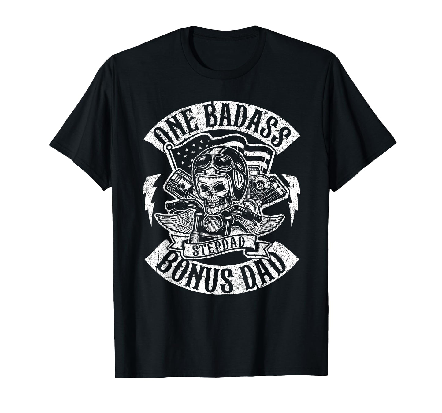One Badass Bonus Stepdad Biker Step T-Shirt - Minimalist Print for Adults - T-Shirt, Sweatshirt, Hoodie