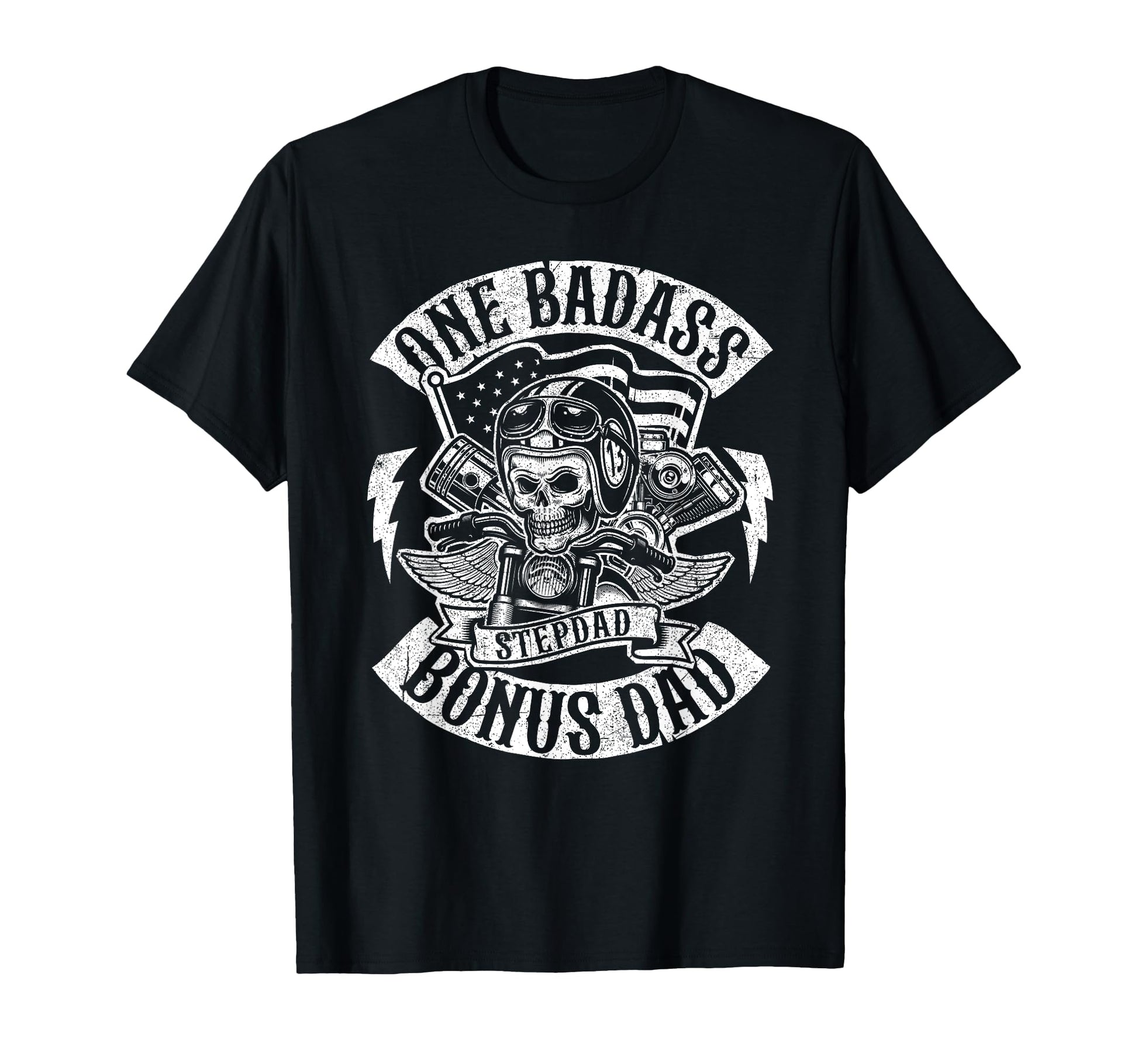 One Badass Bonus Stepdad Biker Step T-Shirt - Minimalist Print for Adults - T-Shirt, Sweatshirt, Hoodie