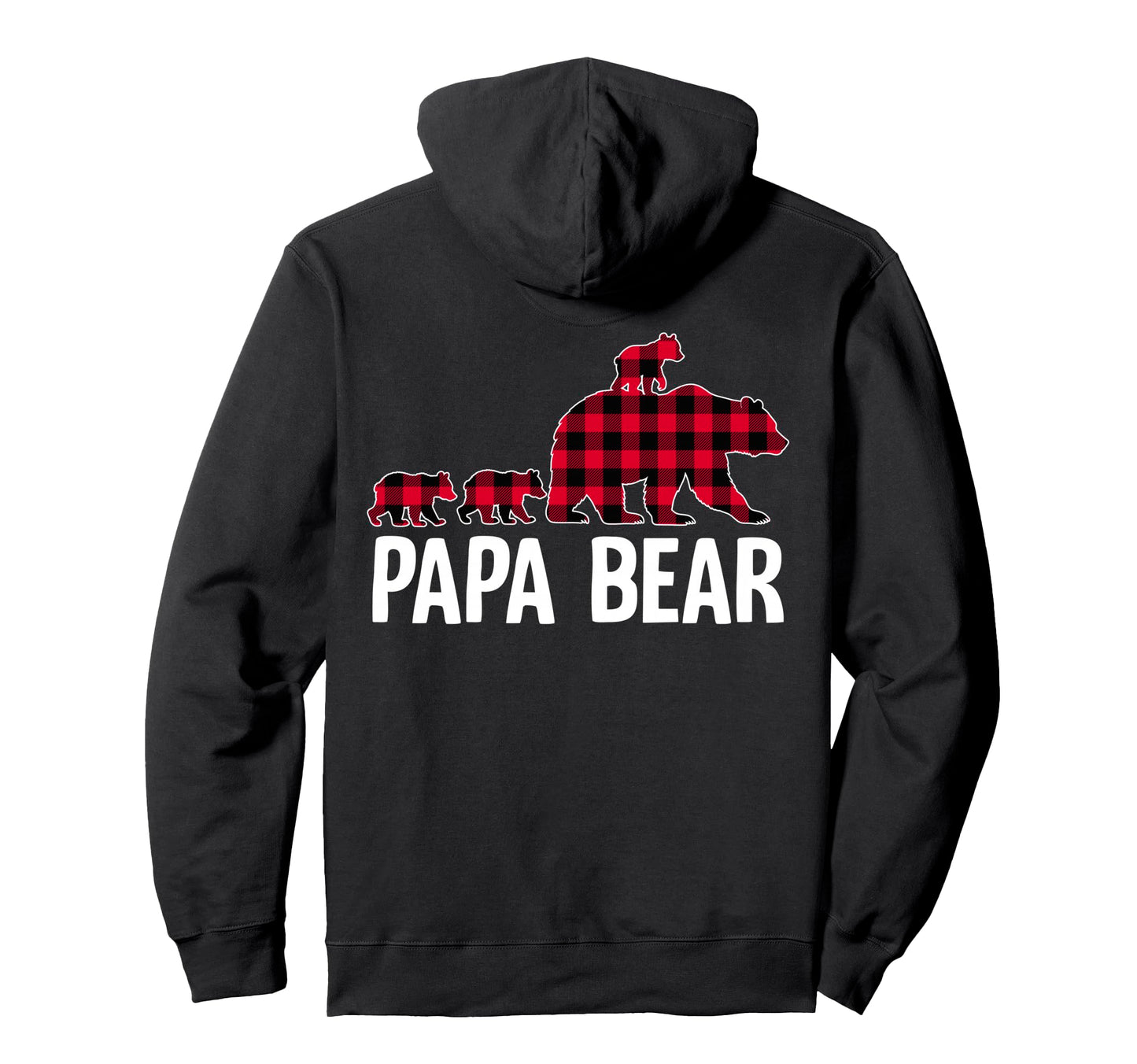 Red Buffalo Plaid Papa Bear 3 Cubs Hoodie - Aesthetic Graphic for Adults - T-Shirt, Sweatshirt, Hoodie