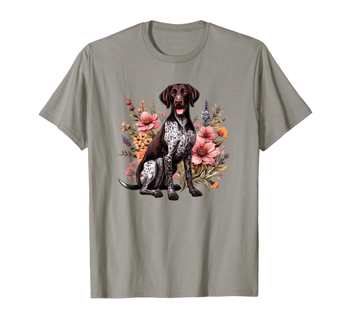 Gsp Hunting Dog Flowers German T-Shirt - Aesthetic Graphic Unisex - T-Shirt, Sweatshirt, Hoodie