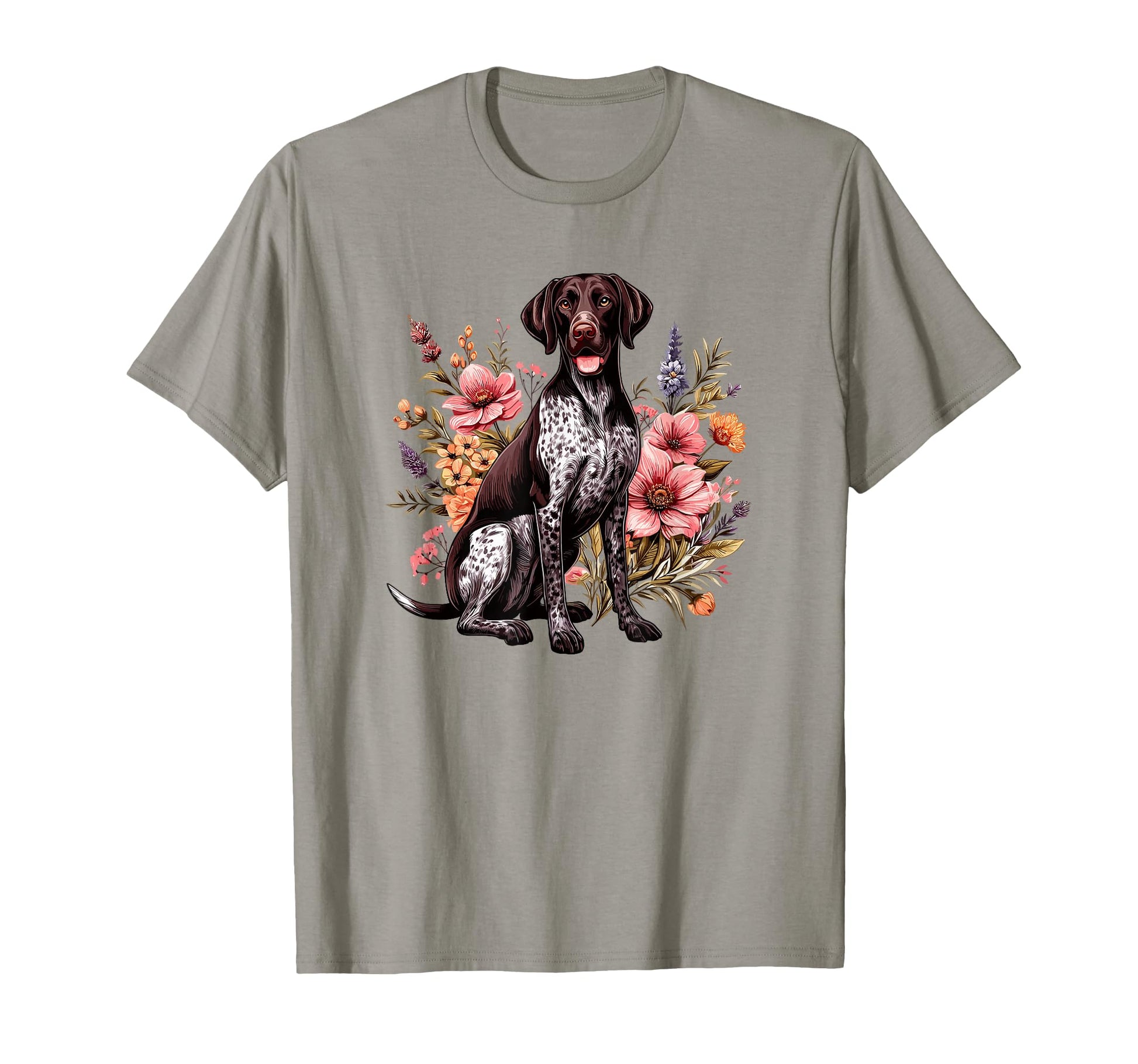 Gsp Hunting Dog Flowers German T-Shirt - Aesthetic Graphic Unisex - T-Shirt, Sweatshirt, Hoodie