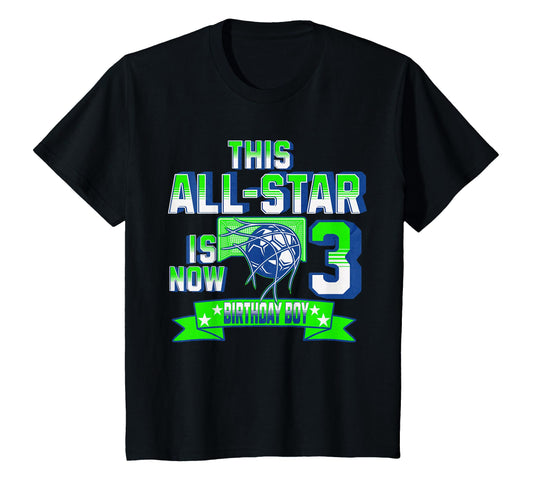 3Rd Birthday All Star Matching Age Three T-Shirt - Custom Art Print Unisex - T-Shirt, Sweatshirt, Hoodie