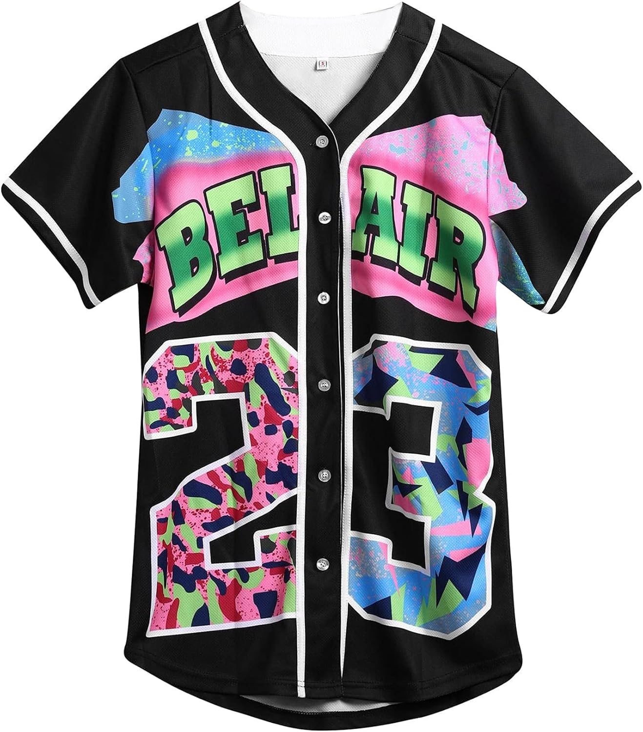 90s Clothing for Women,Unisex Hip Hop Outfit for Party,Bel Air Baseball Jersey,Short Sleeve Button Down Shirt baseball jersey product view 1