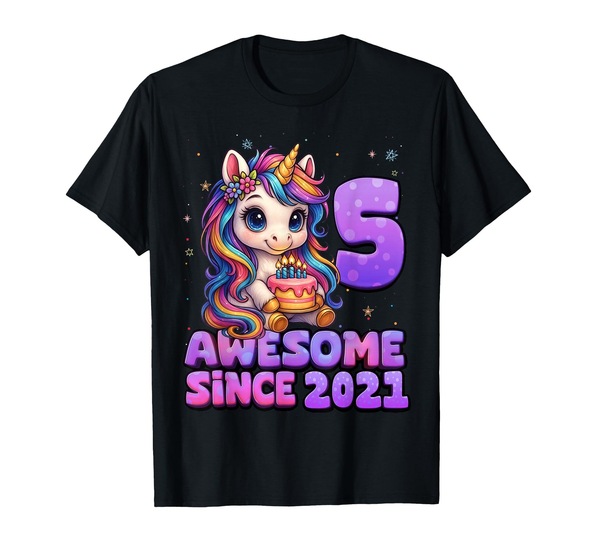 5 Year Old Awesome Since 2021 Unicorn T-Shirt - Novelty Apparel Men Women - T-Shirt, Sweatshirt, Hoodie