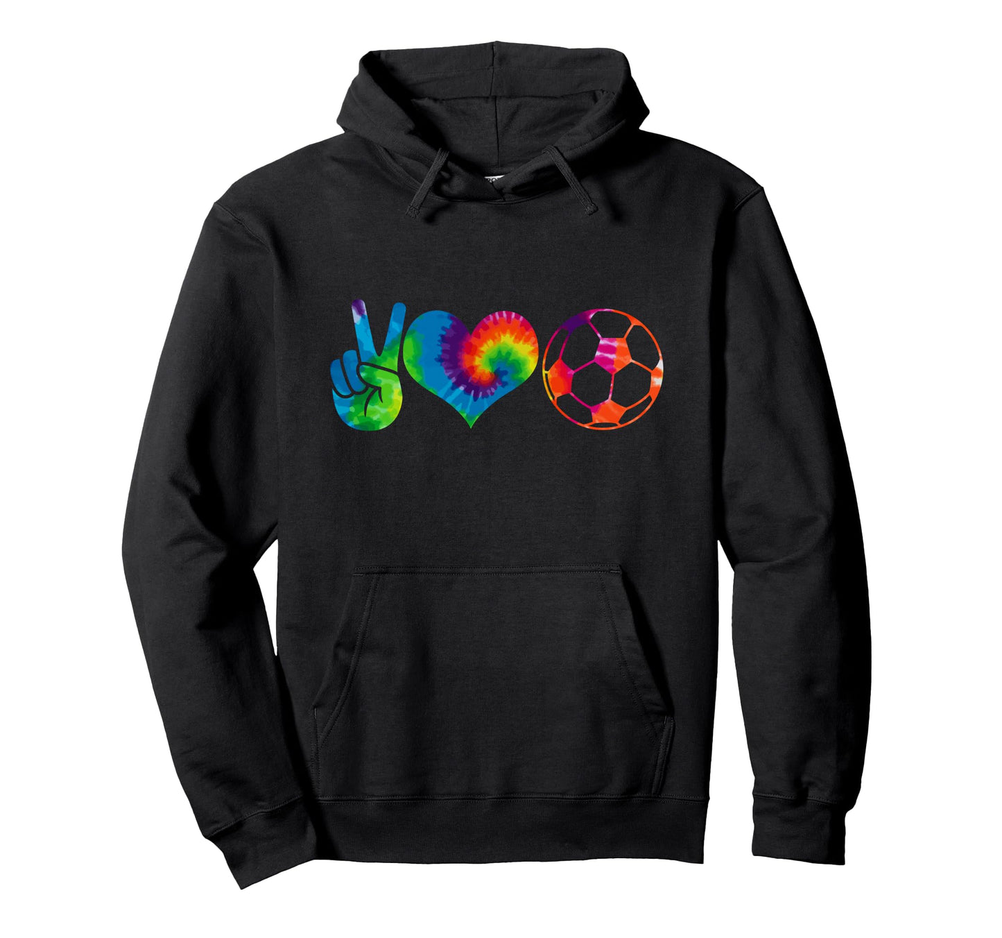 Soccer Tie Dye Peace Love Soccer Hoodie - Casual Everyday Wear Men Women - T-Shirt, Sweatshirt, Hoodie