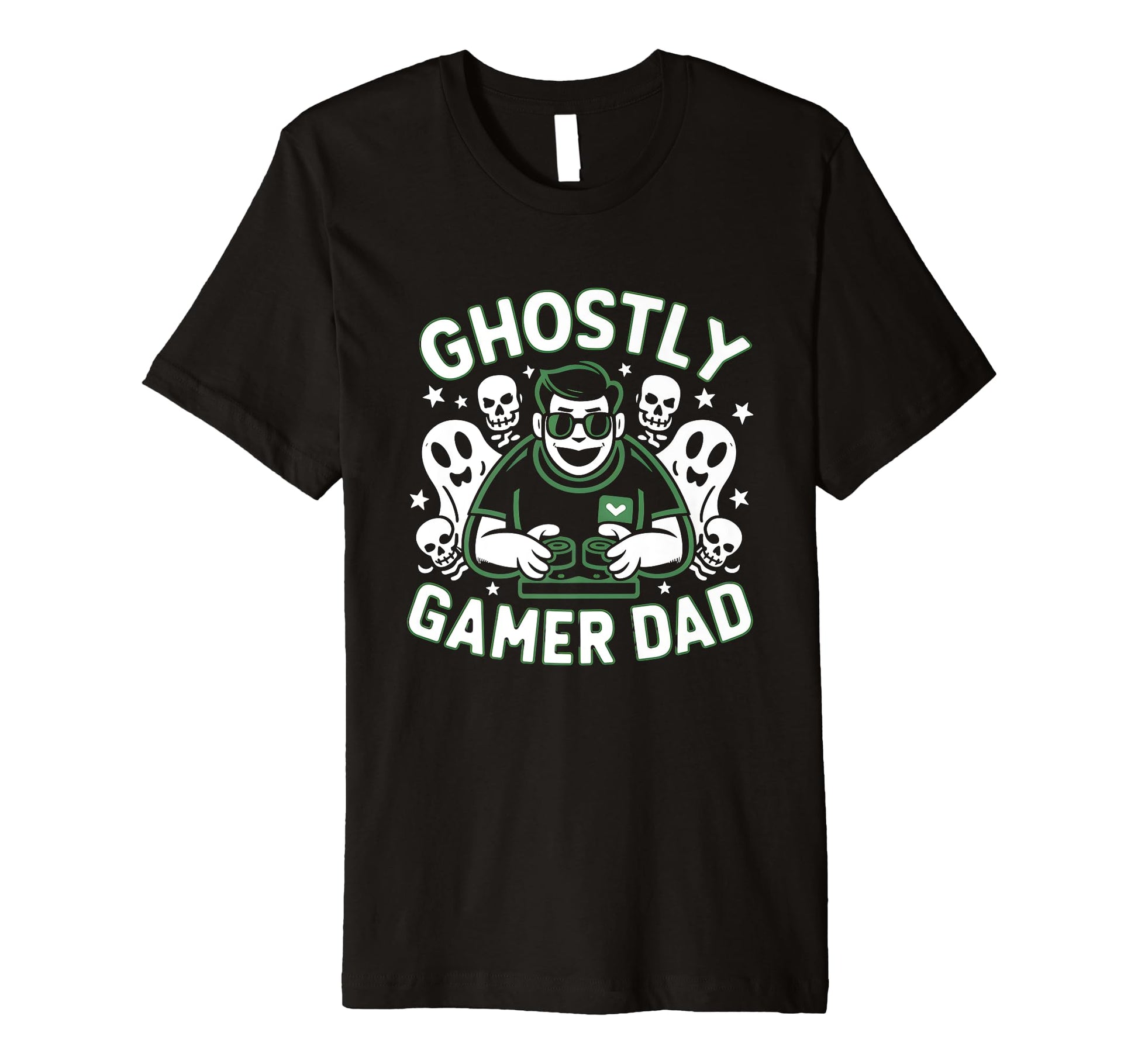Ghostly Gamer Dad Halloween Fun T-Shirt - Unique Graphic Men Women - T-Shirt, Sweatshirt, Hoodie