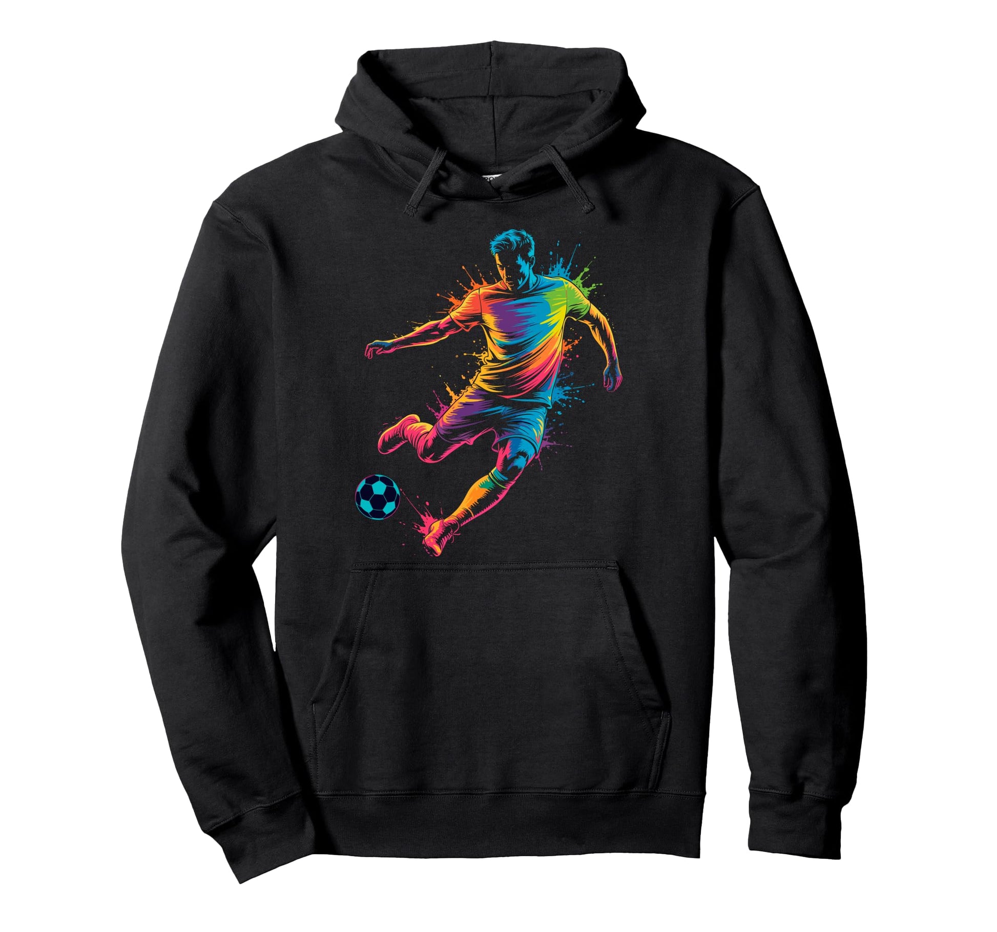 Colorful Funny Soccer Player Fan Game Hoodie - Novelty Apparel Men Women - T-Shirt, Sweatshirt, Hoodie