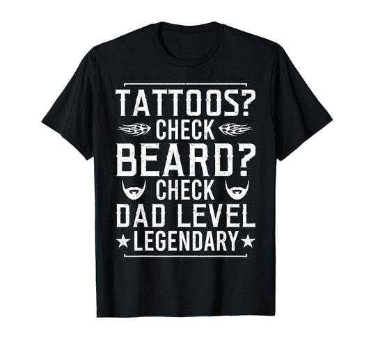 Bearded Inked Dad Beard Tattoo Fathers T-Shirt - Minimalist Print Unisex - T-Shirt, Sweatshirt, Hoodie